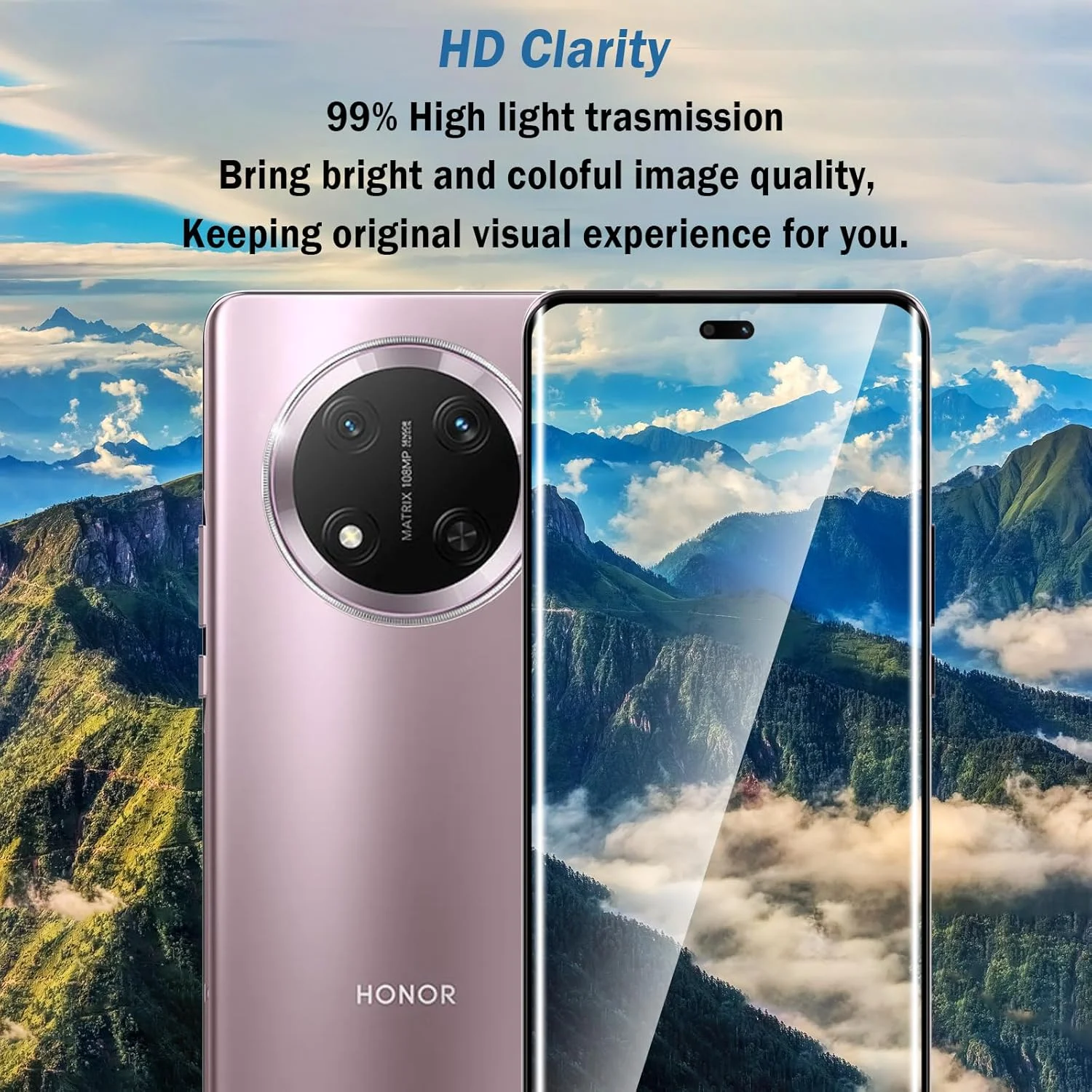 محافظ صفحه نمایش شیشه ای تمپرد Natbok بسته 2 عددی برای گوشی Honor X9c Smart 5G (نه برای Honor X9C)، سختی 9H، ضد اثر انگشت، بدون حباب، HD-Clear، فیلم محافظ صفحه نمایش پوشش کامل برای Honor X9c Smart [نصب آسان]