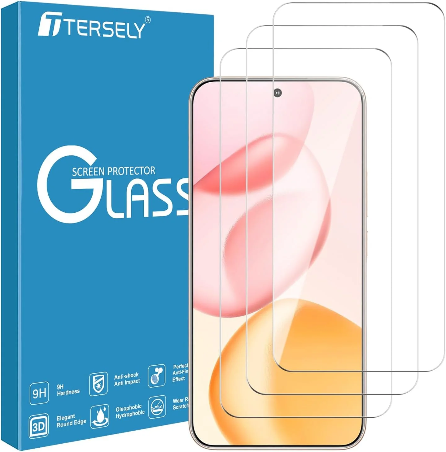محافظ صفحه نمایش شیشه ای حرارت دیده T Tersely [بسته 3 عددی] برای گوشی Honor 400 5G، سازگار با قاب، فوق العاده شفاف، مقاوم در برابر شکستن و ضد خش برای محافظت بیشتر