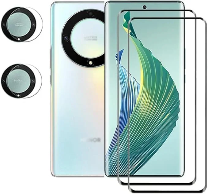 محافظ صفحه نمایش شیشه ای Kejuthrv سازگار با گوشی Honor X9A، بسته 2 عددی، به همراه محافظ لنز دوربین