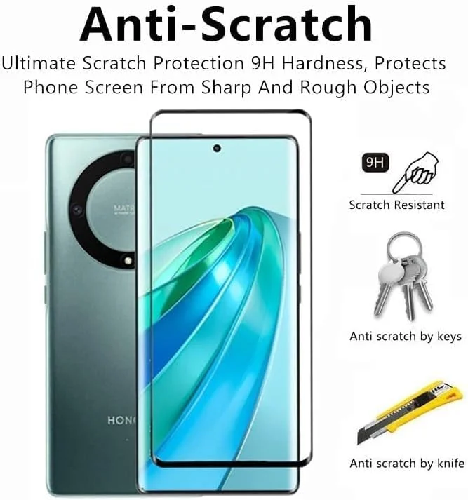 محافظ صفحه نمایش شیشه ای Kejuthrv سازگار با گوشی Honor X9A، بسته 2 عددی، به همراه محافظ لنز دوربین محافظ صفحه نمایش شیشه ای Kejuthrv سازگار با گوشی Honor X9A، بسته 2 عددی، به همراه محافظ لنز دوربین