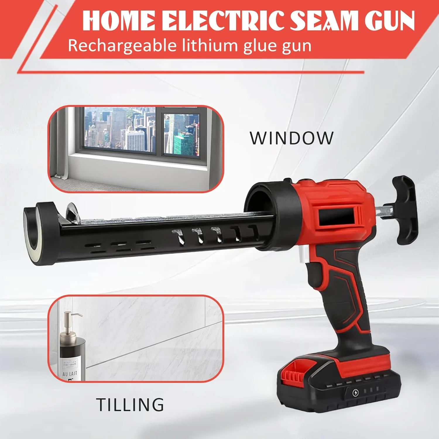 تفنگ درزگیر کارتریجی سازگار با باتری 18 ولت ماکیتا، تفنگ سیلیکونی باتری خور، تفنگ کارتریجی با کارتریج های 310 میلی لیتری، چراغ LED، 4 سرعت قابل تنظیم، تا 2000 نیوتن، برای آب بندی (1 عدد باتری)