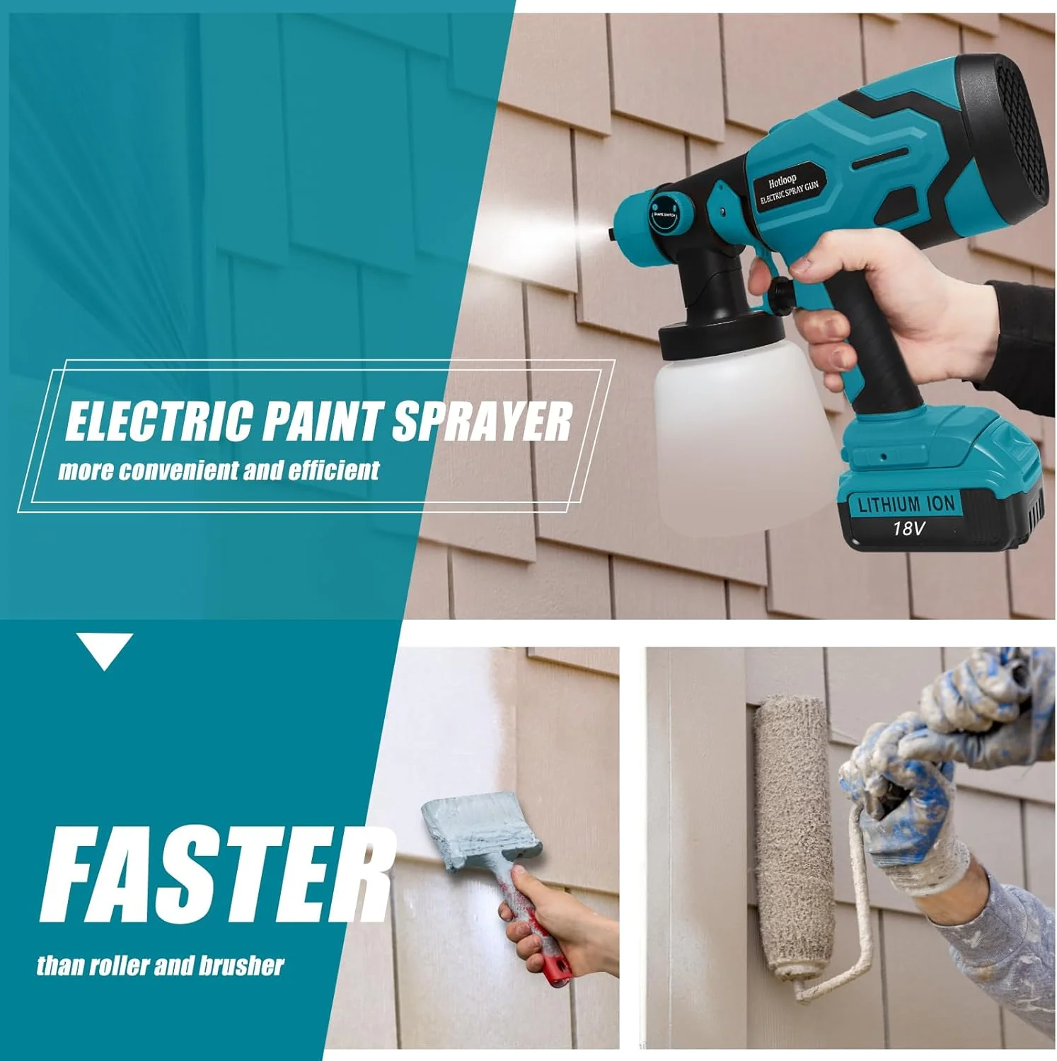 پیستوله رنگ پاش شارژی سازگار با باتری 18 ولت ماکیتا، پیستوله رنگ پاش HVLP بی سیم برای مصارف داخلی و خارجی منزل، مناسب برای رنگ آمیزی حصار، مبلمان، کابینت، دیوارها و غیره (باتری شامل نمی شود)