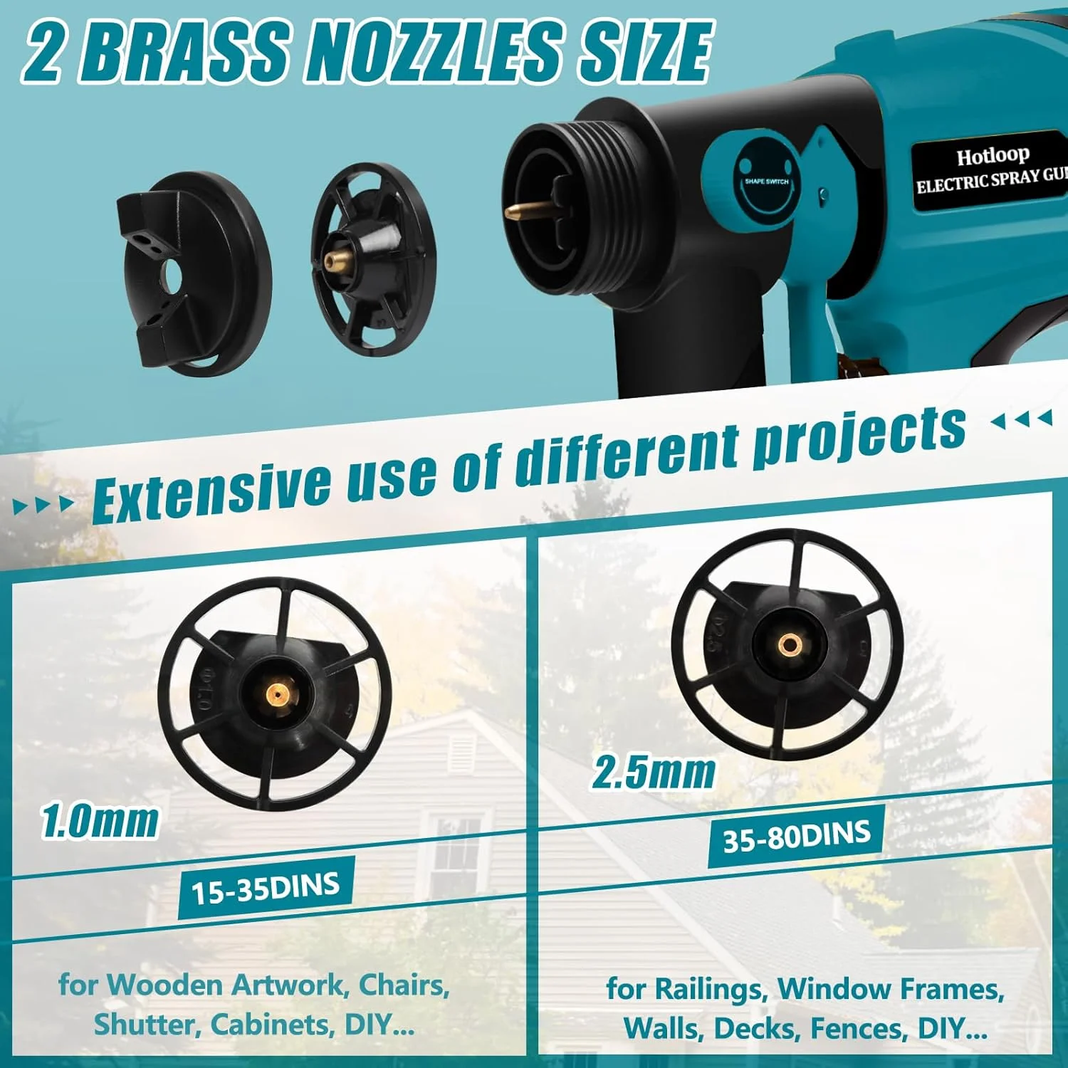 پیستوله رنگ پاش شارژی سازگار با باتری 18 ولت ماکیتا، پیستوله رنگ پاش HVLP بی سیم برای مصارف داخلی و خارجی منزل، مناسب برای رنگ آمیزی حصار، مبلمان، کابینت، دیوارها و غیره (باتری شامل نمی شود)