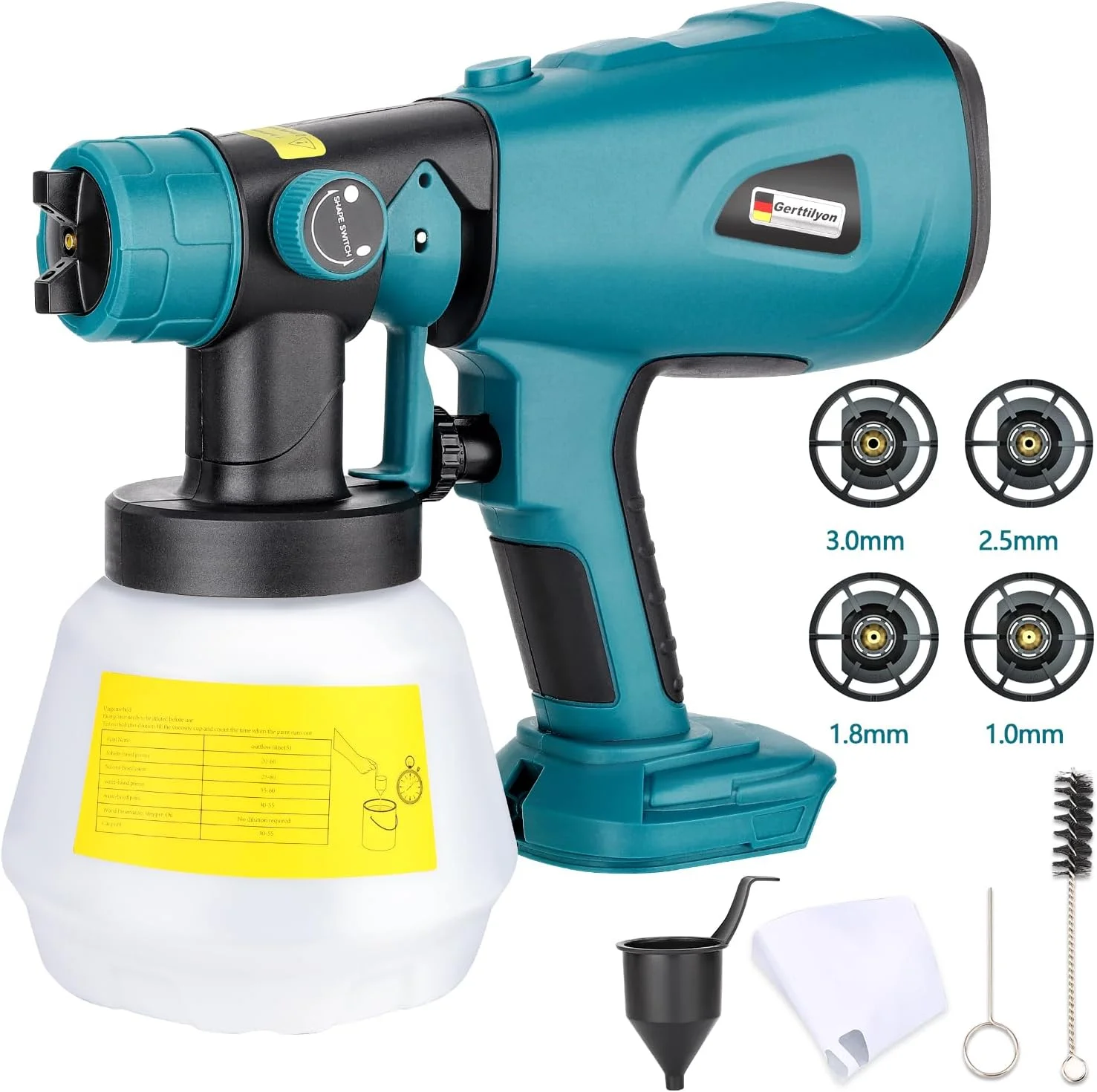 دستگاه رنگ پاش شارژی Gerttilyon سازگار با باتری 18 ولت ماکیتا، تفنگ رنگ پاش دستی مناسب برای پروژه های نقاشی متعدد - اسپری HVLP (باتری شامل نمی شود)