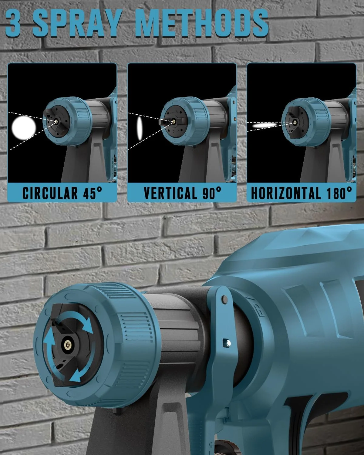 دستگاه رنگ پاش شارژی - سازگار با باتری 18 ولت MAKITA (فقط ابزار)، 3 الگو، مخزن 1200 میلی لیتری، 700 میلی لیتر در دقیقه، مناسب رنگ غلیظ (120 DIN/s)، برای حصار، مبلمان، کابینت، دیوار، درب (کیت 5 نازل)