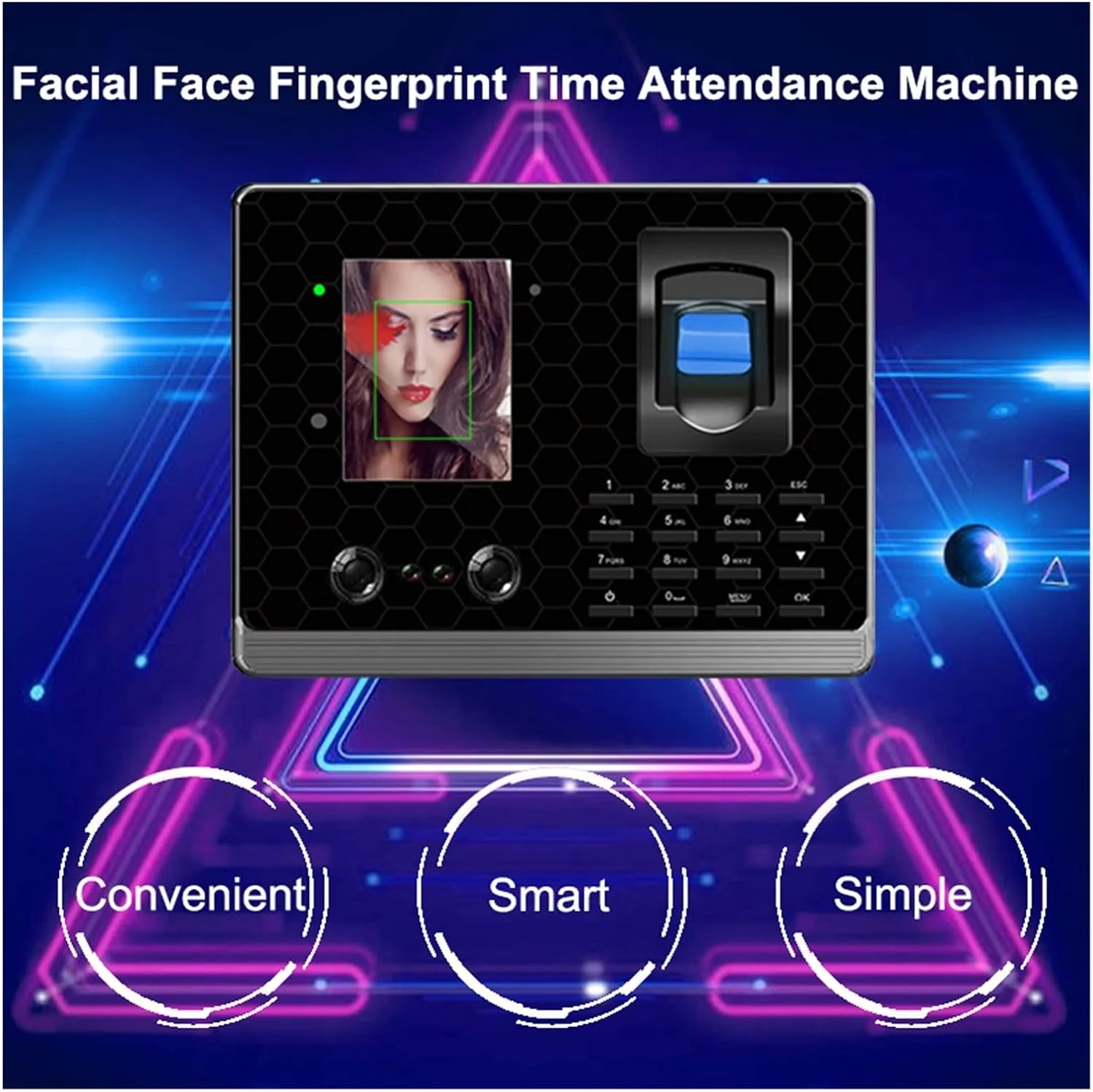 دستگاه حضور و غیاب اثر انگشت و تشخیص چهره LZFuiop مناسب شرکت ها، سیستم ثبت ورود و خروج TCP/IP USB برای کارکنان اداری