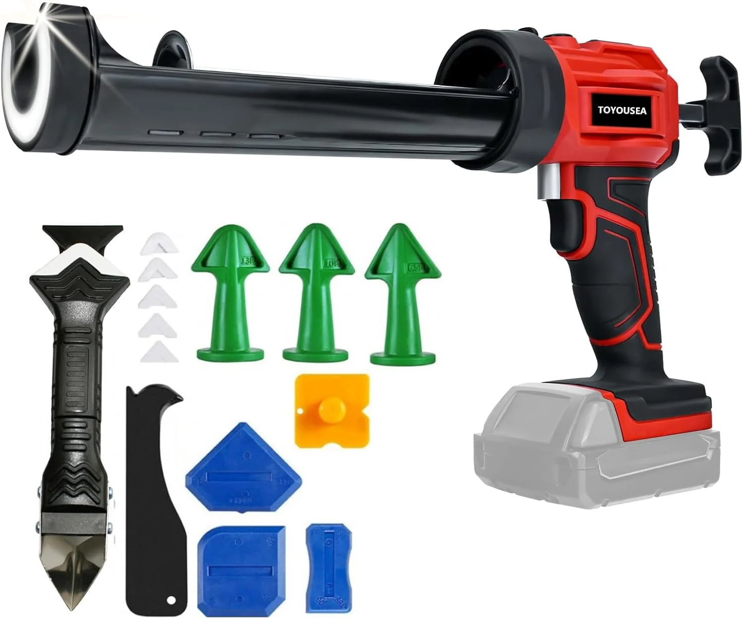 تفنگ درزگیر شارژی TOYOUSEA سازگار با باتری ماکیتا، تفنگ درزگیر بدون چکه با چراغ LED و کیت ابزار درزگیری، 360 میلی لیتر، تفنگ درزگیر 4 سرعته قابل تنظیم برای پر کردن و آب بندی (بدون باتری) تفنگ درزگیر شارژی TOYOUSEA سازگار با باتری ماکیتا، تفنگ درزگیر بدون چکه با چراغ LED و کیت ابزار درزگیری، 360 میلی لیتر، تفنگ درزگیر 4 سرعته قابل تنظیم برای پر کردن و آب بندی (بدون باتری)