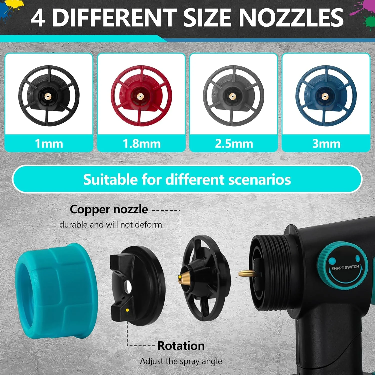 سیستم رنگ پاش باتری خور مناسب باتری 18 ولت ماکیتا، تفنگ رنگ پاش با 4 نازل، 3 الگو، مخزن 1000 میلی لیتری، تفنگ رنگ پاش بی سیم برای حصار باغ، دیوارها (بدون باتری) سیستم رنگ پاش باتری خور مناسب باتری 18 ولت ماکیتا، تفنگ رنگ پاش با 4 نازل، 3 الگو، مخزن 1000 میلی لیتری، تفنگ رنگ پاش بی سیم برای حصار باغ، دیوارها (بدون باتری)