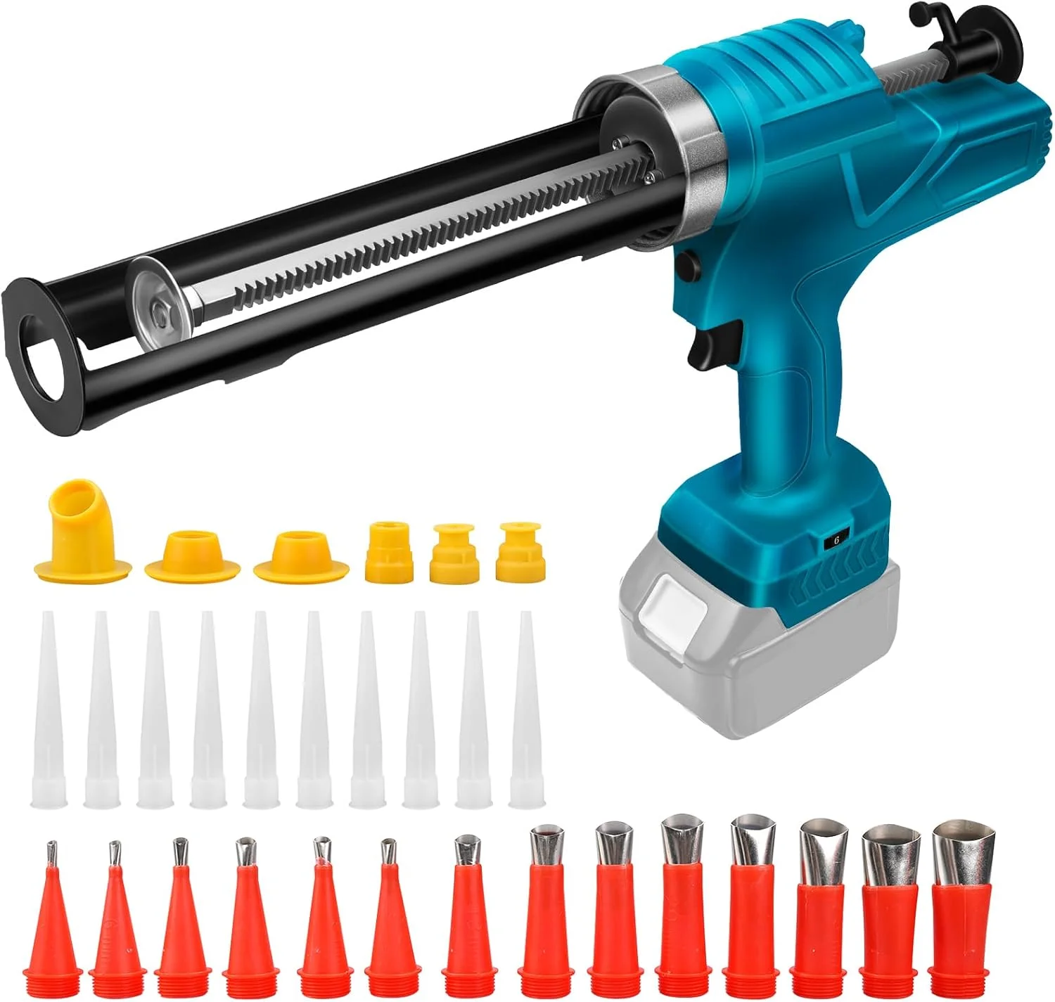 تفنگ درزگیر شارژی WingFly، تفنگ درزگیر برقی سازگار با باتری 18 ولت ماکیتا، 6 سرعت قابل تنظیم، تفنگ سیلانت برای کارتریج 310 میلی لیتری، برای پر کردن و آب بندی (فقط ابزار) (آبی)