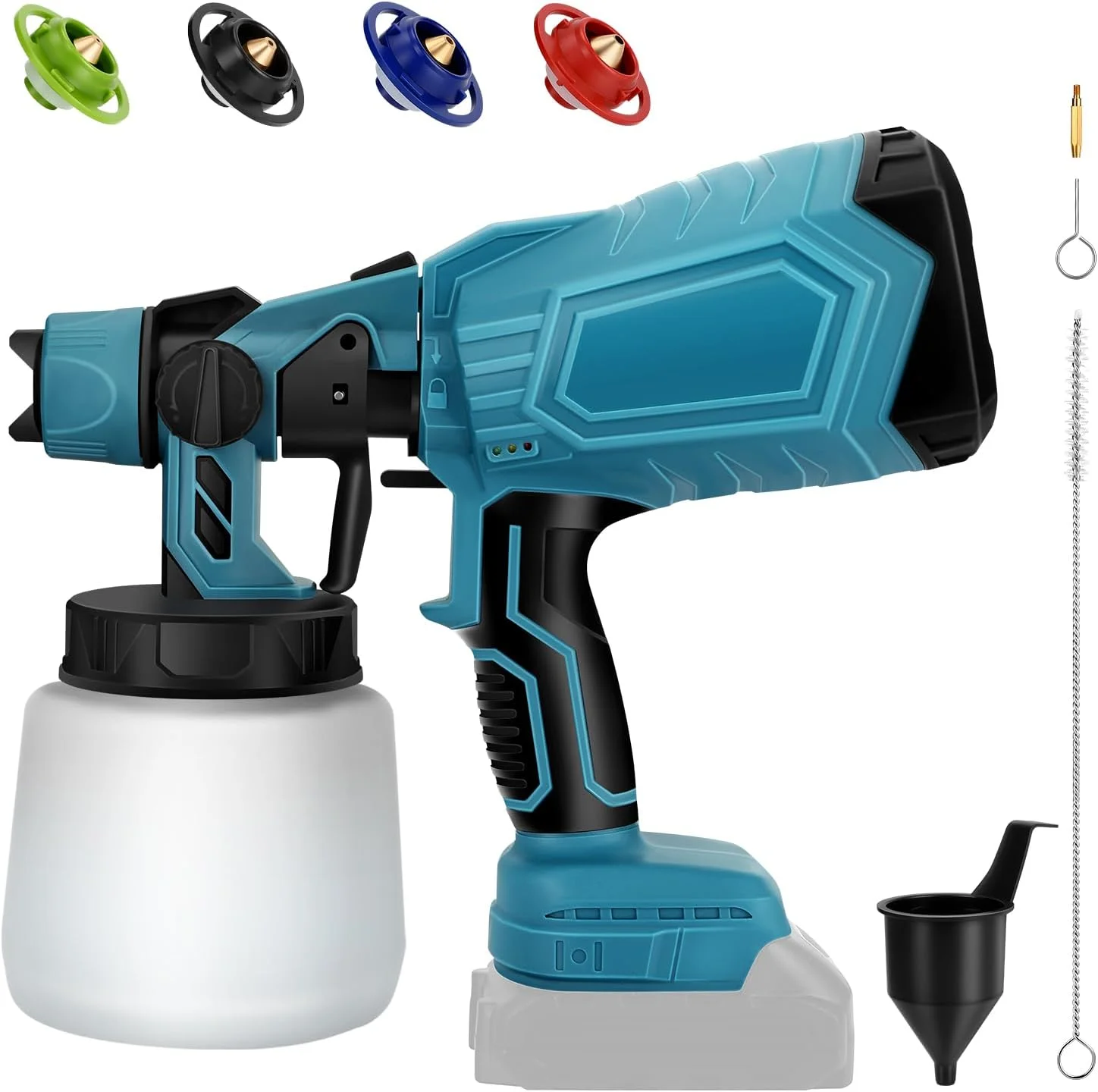 دستگاه رنگ پاش شارژی حصار سازگار با باتری 18 ولت/21 ولت ماکیتا، دارای 5 نازل، مخزن جداشدنی 800 میلی لیتری، رنگ پاش برای حصارها و سوله ها، کابینت ها، درها (باتری شامل نمی شود)