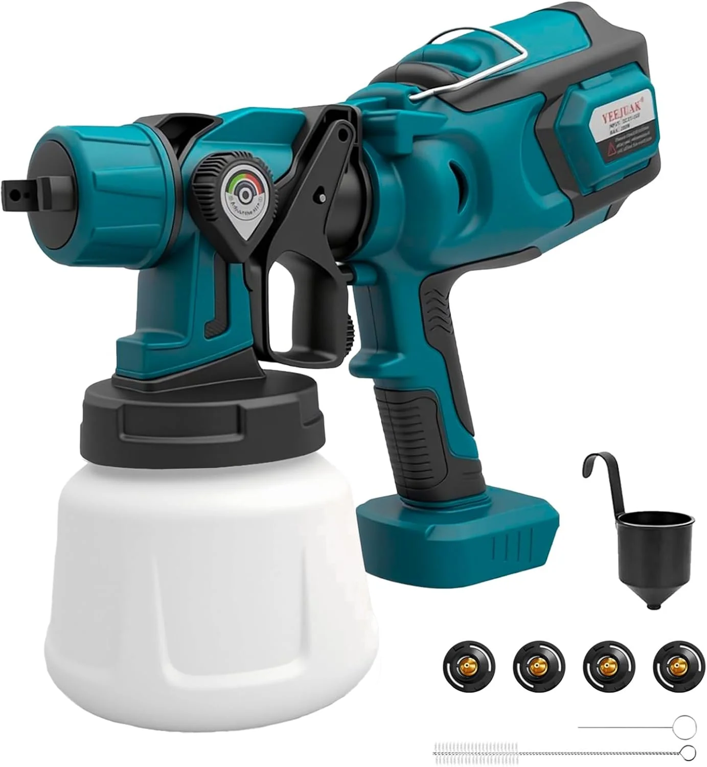 دستگاه رنگ پاش شارژی برای باتری ماکیتا، رنگ پاش حصار باغ با 3 حالت رنگ آمیزی، تفنگ اسپری دستی برای حصارها، سوله ها، عرشه یا مبلمان باغ، ظرفیت بطری اسپری 1000 میلی لیتری (بدون باتری)