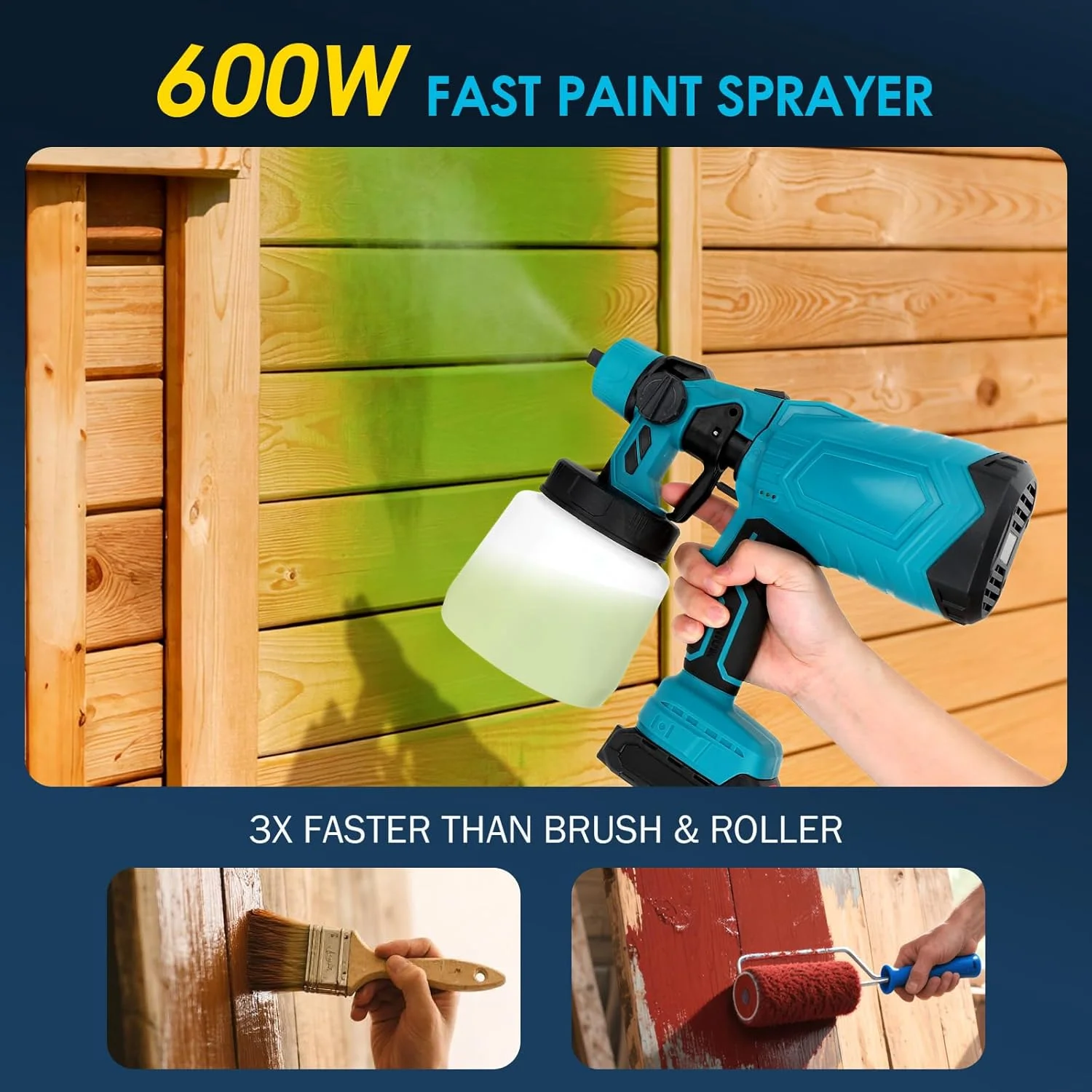 دستگاه رنگ پاش شارژی حصار سازگار با باتری 18 ولت/21 ولت ماکیتا، دارای 5 نازل، مخزن جداشدنی 800 میلی لیتری، رنگ پاش برای حصارها و سوله ها، کابینت ها، درها (باتری شامل نمی شود)