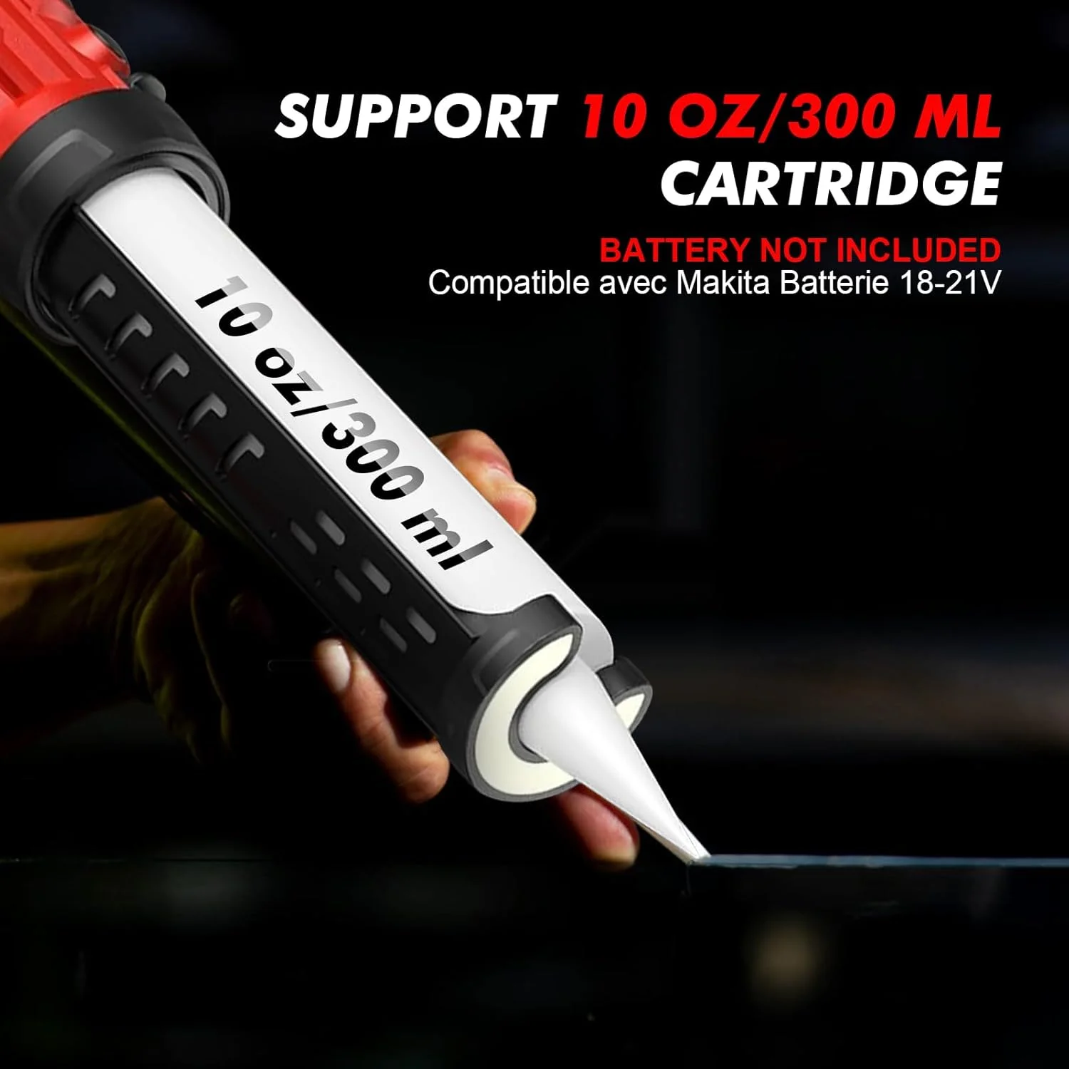 تفنگ کارتریجی شارژی LIROPAU سازگار با باتری 18 ولت ماکیتا، تفنگ درزگیری برقی با 4 سرعت قابل تنظیم، چراغ LED، تفنگ سیلیکونی بدون چکه برای پر کردن و آب بندی (بدون باتری)