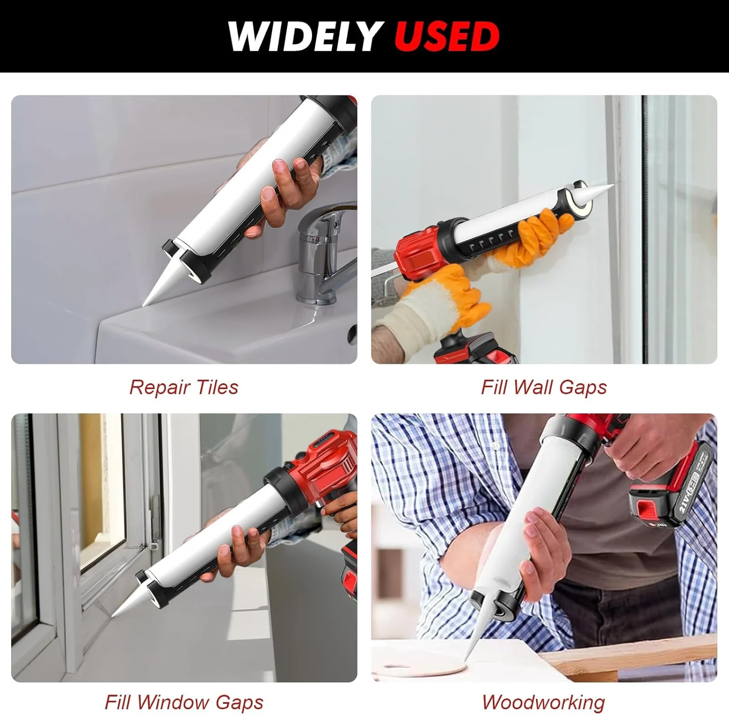 تفنگ کارتریجی شارژی LIROPAU سازگار با باتری 18 ولت ماکیتا، تفنگ درزگیری برقی با 4 سرعت قابل تنظیم، چراغ LED، تفنگ سیلیکونی بدون چکه برای پر کردن و آب بندی (بدون باتری)