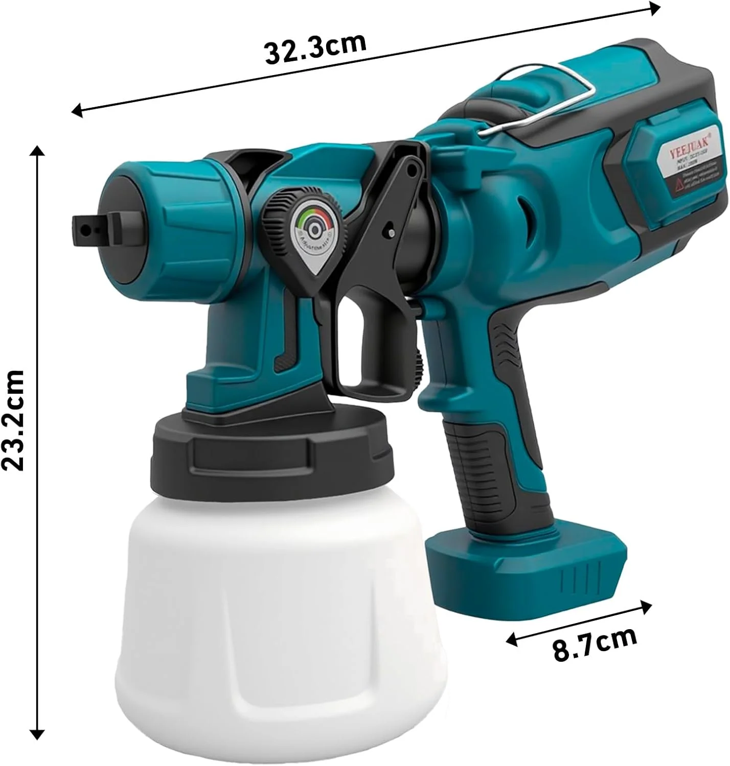 دستگاه رنگ پاش شارژی برای باتری ماکیتا، رنگ پاش حصار باغ با 3 حالت رنگ آمیزی، تفنگ اسپری دستی برای حصارها، سوله ها، عرشه یا مبلمان باغ، ظرفیت بطری اسپری 1000 میلی لیتری (بدون باتری)