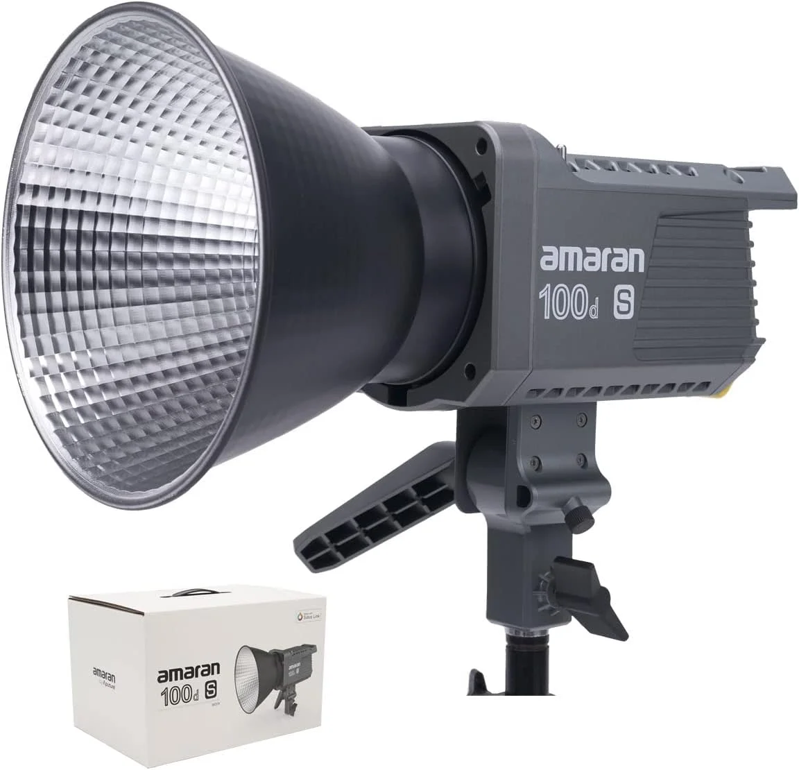 نور استودیویی Aputure amaran 100dS نور LED روز، 34600 لوکس در 1 متر، کنترل برنامه بلوتوث، 8 جلوه نورپردازی از پیش برنامه ریزی شده، منبع تغذیه DC/AC، نور عکاسی (amaran 100dS)