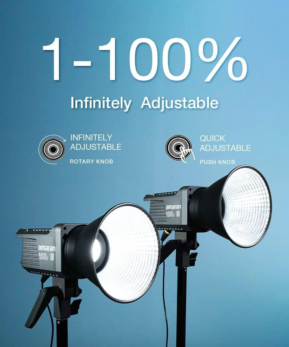 نور ویدئویی ال ای دی COB مدل Aputure Amaran 100d، CRI/TLCI 95+ نور روز 100 وات، پشتیبانی از کنترل برنامه Sidus Link، منبع تغذیه AC/DC، 8 جلوه نوری یکپارچه نور ویدئویی ال ای دی COB مدل Aputure Amaran 100d، CRI/TLCI 95+ نور روز 100 وات، پشتیبانی از کنترل برنامه Sidus Link، منبع تغذیه AC/DC، 8 جلوه نوری یکپارچه