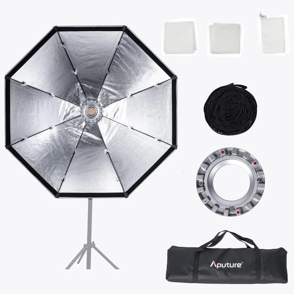 نرم باکس اکتاگونال Aputure Light OctaDome 120، سافت باکس چتری 120 سانتی متری با گرید لانه زنبوری برای فلاش اسپیدلایت با مانت بوئنز به همراه کیف حمل، مناسب برای عکاسی پرتره یا محصول نرم باکس اکتاگونال Aputure Light OctaDome 120، سافت باکس چتری 120 سانتی متری با گرید لانه زنبوری برای فلاش اسپیدلایت با مانت بوئنز به همراه کیف حمل، مناسب برای عکاسی پرتره یا محصول