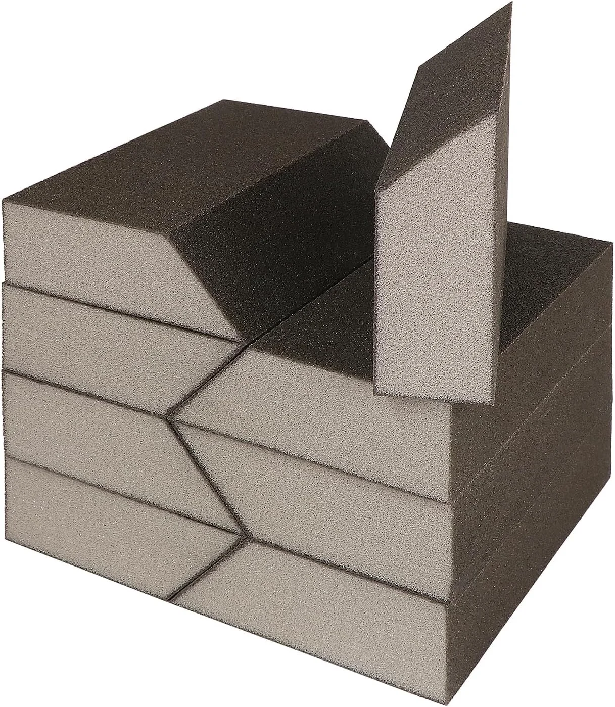 بلوک های سمباده زاویه دار 180 Jamiikury، بلوک سمباده اسفنجی نرم قابل شستشو و استفاده مجدد، بلوک کاغذ سنباده مرطوب و خشک برای چوب، فلز، دیوار خشک و رنگ مبلمان - بسته 8 عددی