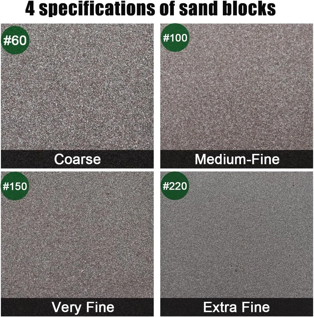 بلوک های سنباده LICQIC، اسفنج های سنباده با 4 درجه زبری-60/100/150/220، پدهای سنباده دو منظوره مرطوب و خشک قابل شستشو و استفاده مجدد، برای فلز، چوب و دیوار (8 عدد) بلوک های سنباده LICQIC، اسفنج های سنباده با 4 درجه زبری-60/100/150/220، پدهای سنباده دو منظوره مرطوب و خشک قابل شستشو و استفاده مجدد، برای فلز، چوب و دیوار (8 عدد)