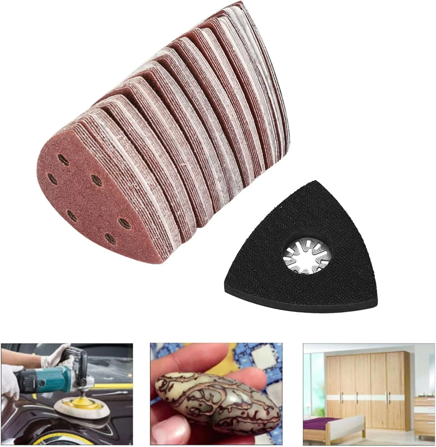 مجموعه 101 عددی سمباده مثلثی، ورق سمباده مثلثی 3.1 اینچی برای پد برش ابزار چند منظوره نوسانی بوش فاین