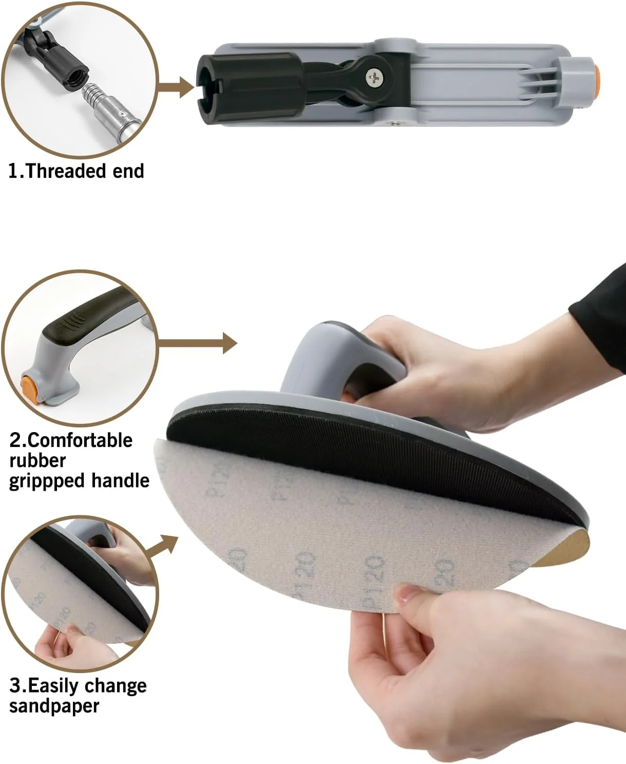 سنباده قطبی شعاعی 9 اینچی ROLLINGDOG - دارای رزوه مادگی، 6 عدد کاغذ سنباده توری اکسید، دسته لاستیکی، برای چوب، دیوار خشک، تمیز کردن و پولیش فلز سنباده قطبی شعاعی 9 اینچی ROLLINGDOG - دارای رزوه مادگی، 6 عدد کاغذ سنباده توری اکسید، دسته لاستیکی، برای چوب، دیوار خشک، تمیز کردن و پولیش فلز