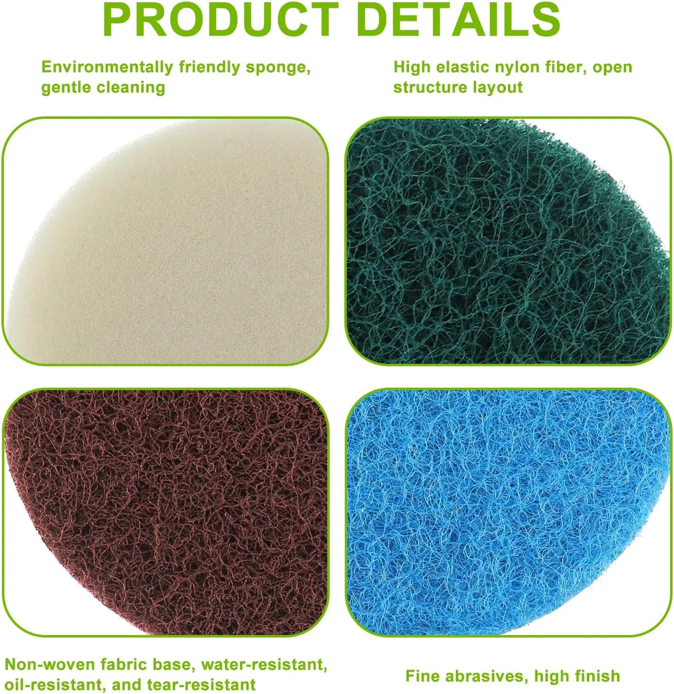 مجموعه 16 عددی پد برس تمیز کننده برقی EPLZON شامل 4 پد فوم، 4 پد آشپزخانه، 4 پد سنگین و 4 پد میکروفیبر مناسب برای برس تمیز کننده باتری دار Bosch Home/Garden 6033 مجموعه 16 عددی پد برس تمیز کننده برقی EPLZON شامل 4 پد فوم، 4 پد آشپزخانه، 4 پد سنگین و 4 پد میکروفیبر مناسب برای برس تمیز کننده باتری دار Bosch Home/Garden 6033