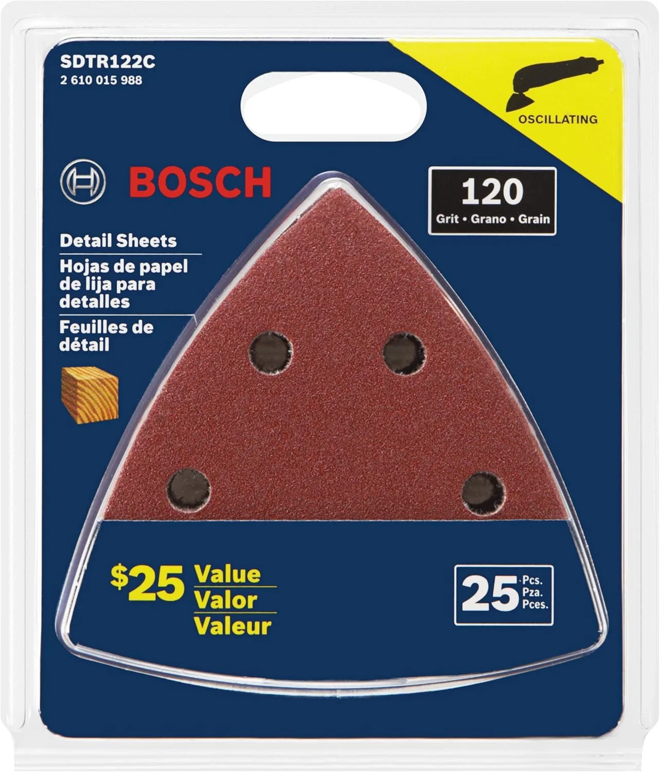 برگ سنباده مثلثی 25 عددی بوش مدل SDTR122C با دانه بندی 120 مناسب چوب برگ سنباده مثلثی 25 عددی بوش مدل SDTR122C با دانه بندی 120 مناسب چوب