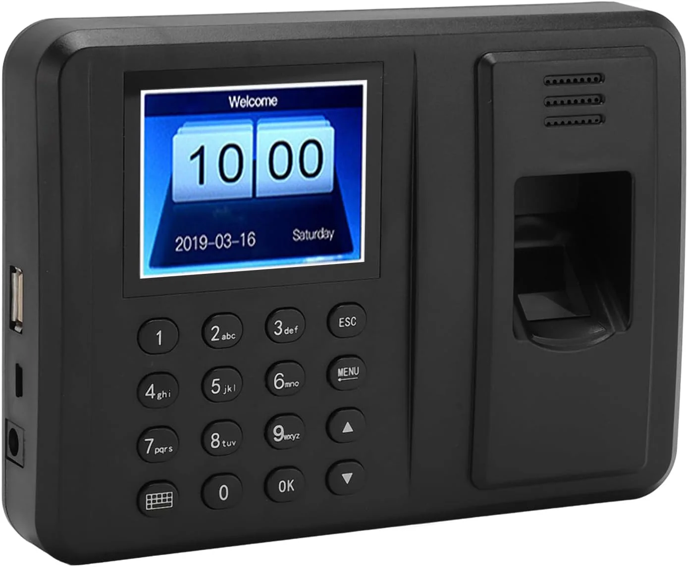 دستگاه حضور و غیاب اثر انگشتی با صفحه نمایش رنگی 2.8 اینچی، دستگاه ثبت ورود و خروج کارمندان، ساعت اثر انگشتی برای دفاتر (دوشاخه EU)