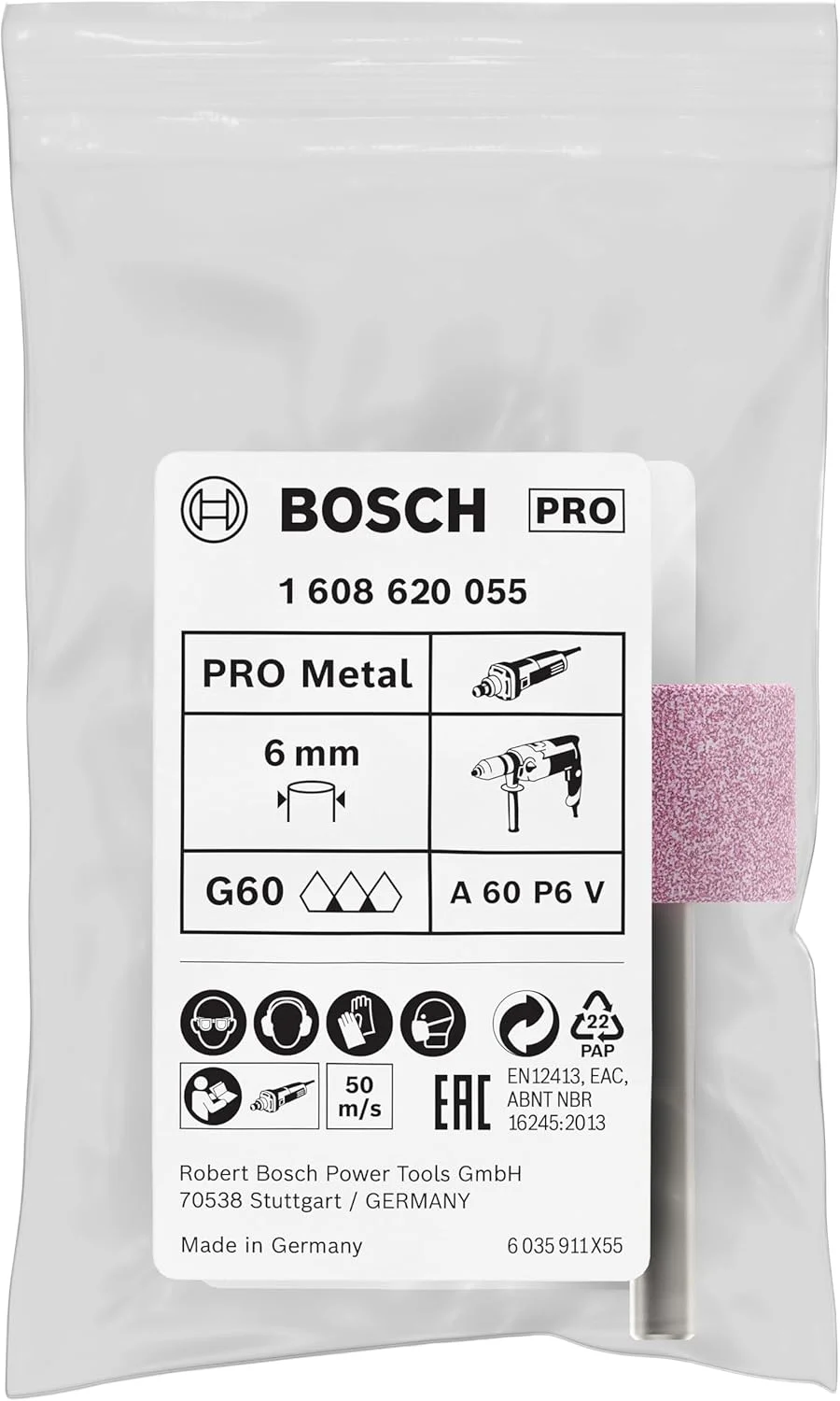 سنگ سنباده استوانه ای متوسط سخت G60 L20 میلی متر بوش پروفشنال 1608620055، 20 میلی متر