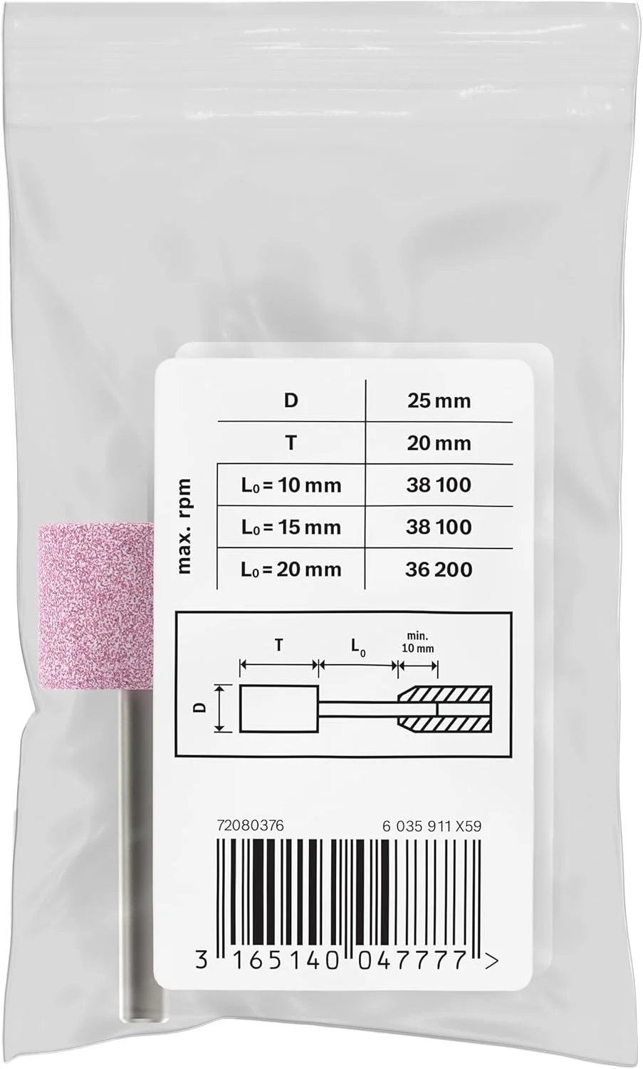 سنگ سنباده استوانه ای متوسط سخت G60 L20 میلی متر بوش پروفشنال 1608620055، 20 میلی متر