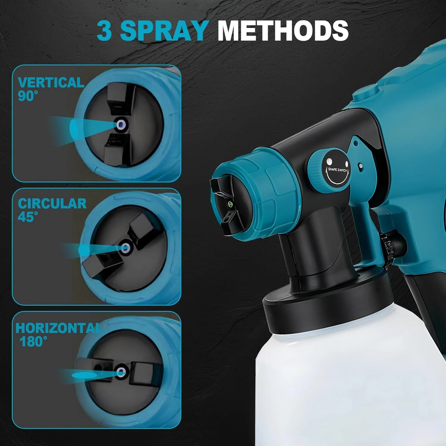 دستگاه رنگ پاش شارژی برای باتری 18 ولت بوش، تفنگ رنگ پاش برقی HVLP دستی با 4 نازل، مخزن 1000 میلی لیتری برای مبلمان منزل، حصارها، عرشه، دیوارها و سقف ها (بدون باتری)