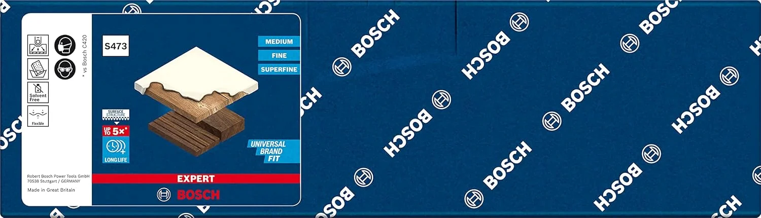 پد سنباده استاندارد بوش پروفشنال Expert S473 (مناسب چوب نرم، رنگ روی چوب، 98 x 120 x 13 میلی متر، درجه زبری بسیار نرم، لوازم جانبی سنباده زنی دستی)