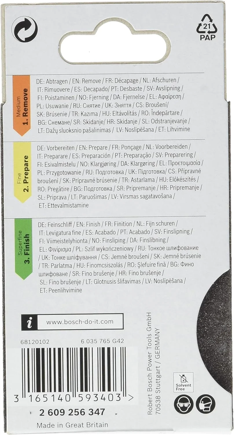 اسفنج سنباده کاری پروفیلی بوش مدل 2609256347 مناسب کارهای ظریف با دانه بندی G 100