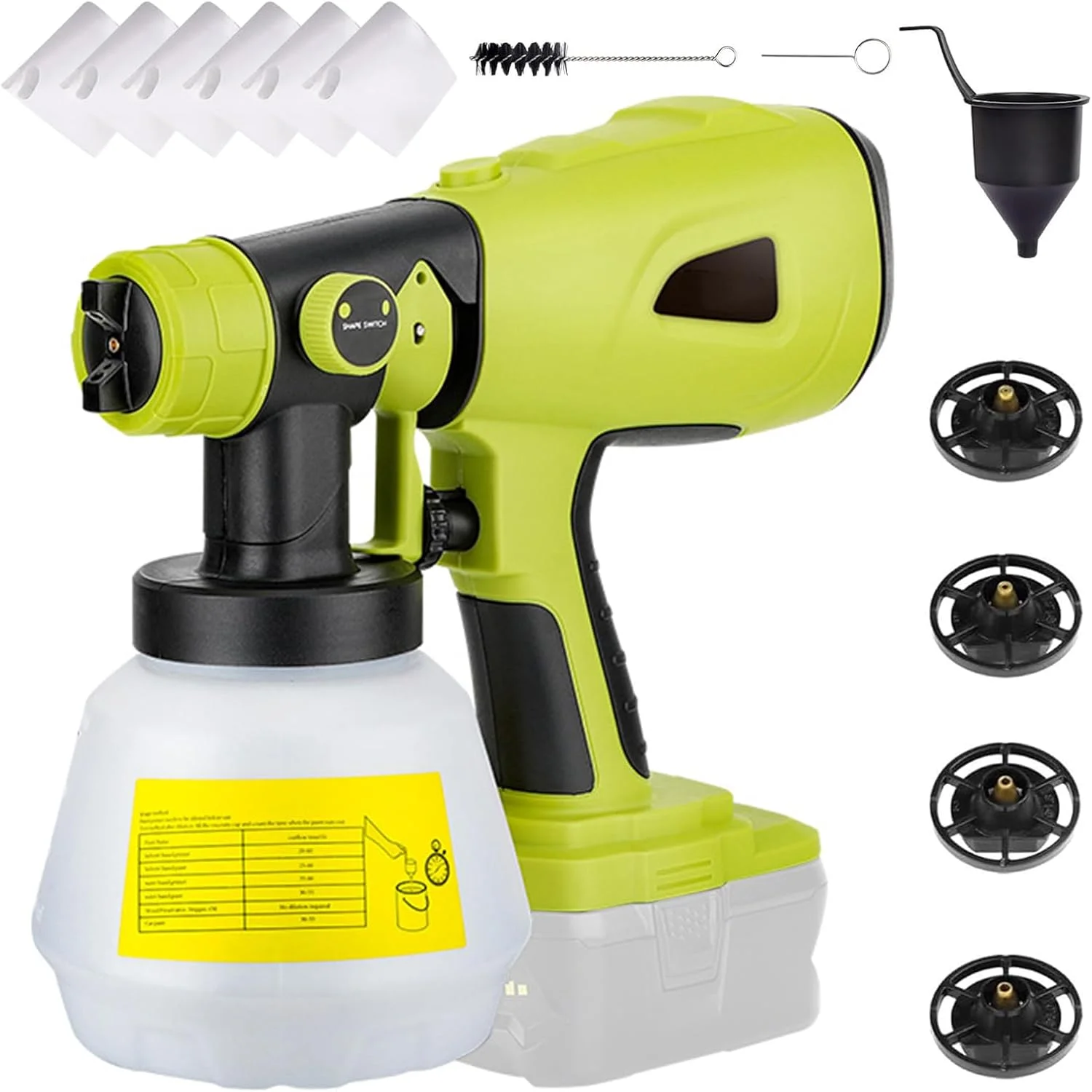 دستگاه رنگ پاش بی سیم Eacam برای باتری 20 ولت Dewalt و RYOBI، دستگاه رنگ پاش با موتور براشلس و نازل مسی، دستگاه رنگ پاش بی سیم 200 واتی برای فضای داخلی و خارجی خانه، رنگ آمیزی خانه