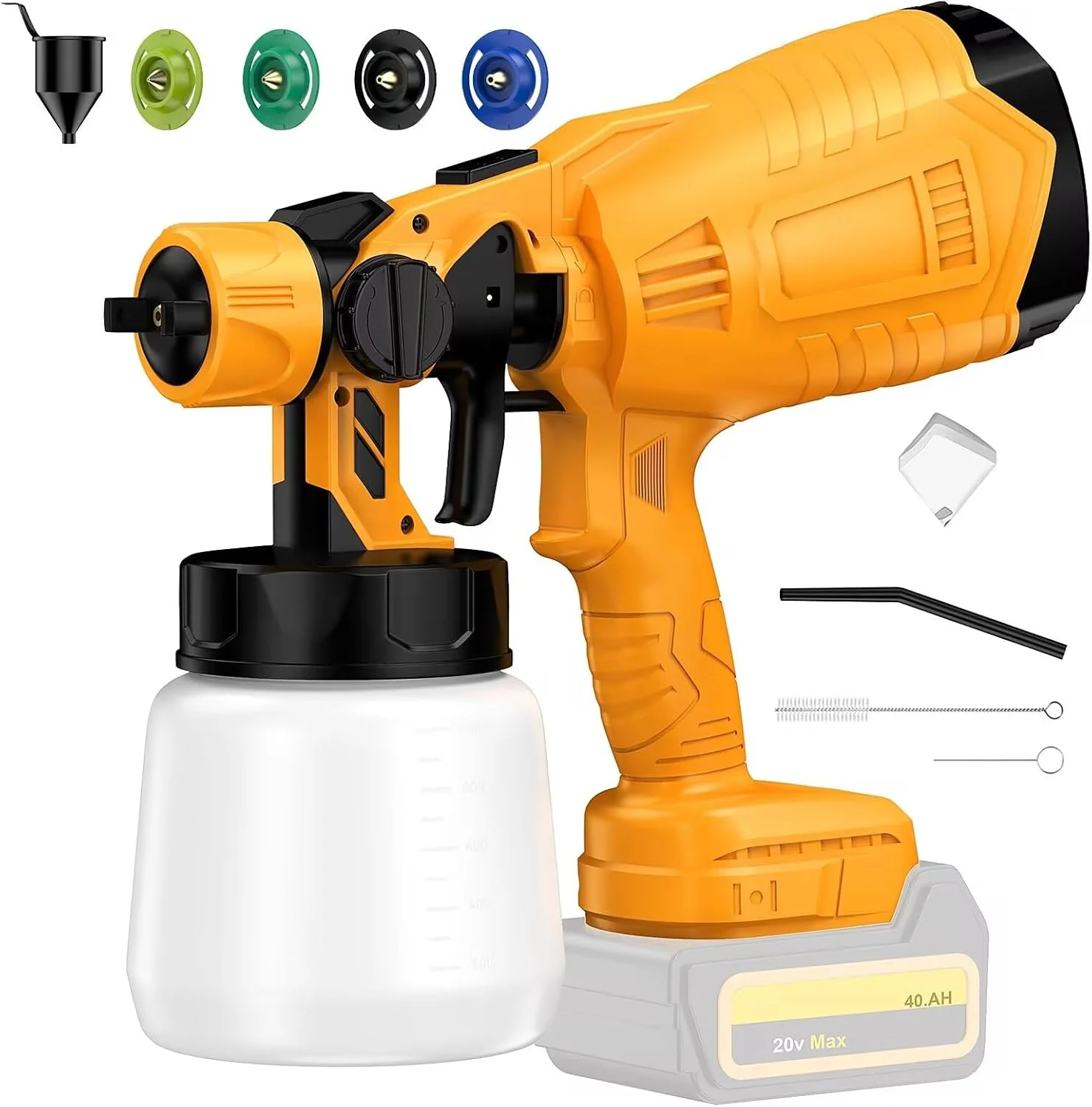 دستگاه رنگ پاش شارژی Monggoli برای Dewalt، حداکثر باتری 20 ولت، تفنگ رنگ پاشی 40000 دور در دقیقه با 4 نازل مسی، تفنگ رنگ پاشی برای رنگ آمیزی خانه، دستگاه رنگ پاشی تینر