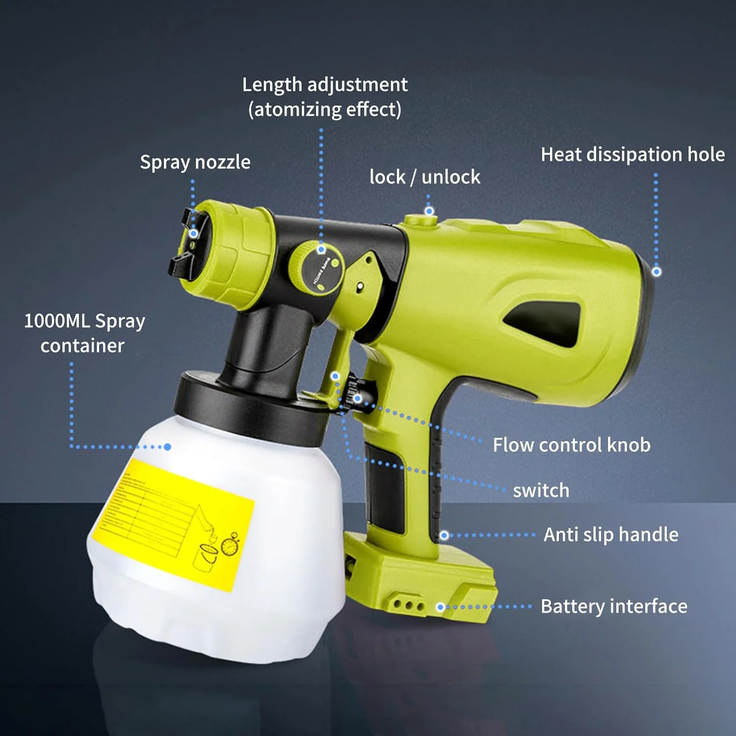 دستگاه رنگ پاش بی سیم Eacam برای باتری 20 ولت Dewalt و RYOBI، دستگاه رنگ پاش با موتور براشلس و نازل مسی، دستگاه رنگ پاش بی سیم 200 واتی برای فضای داخلی و خارجی خانه، رنگ آمیزی خانه دستگاه رنگ پاش بی سیم Eacam برای باتری 20 ولت Dewalt و RYOBI، دستگاه رنگ پاش با موتور براشلس و نازل مسی، دستگاه رنگ پاش بی سیم 200 واتی برای فضای داخلی و خارجی خانه، رنگ آمیزی خانه