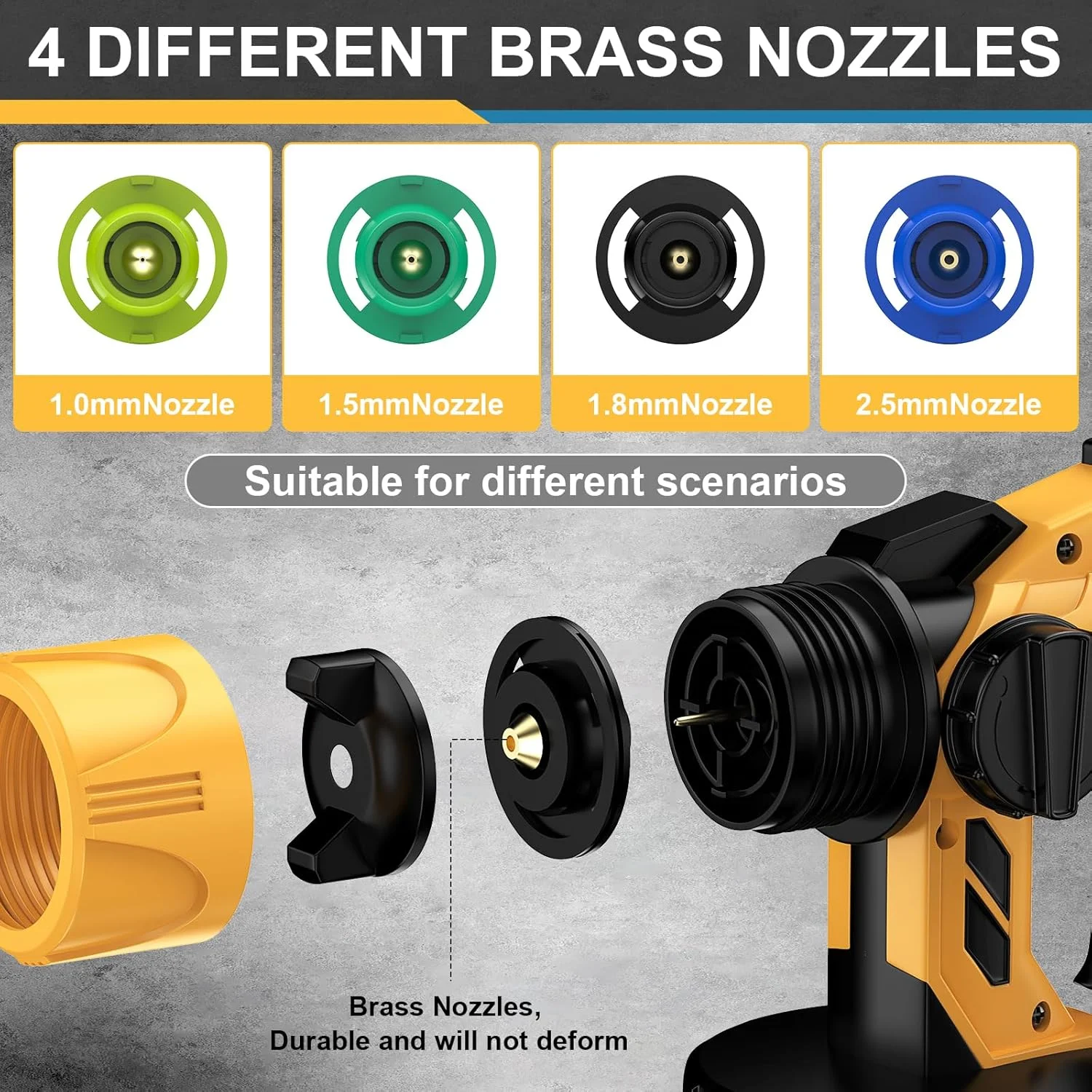 دستگاه رنگ پاش شارژی Monggoli برای Dewalt، حداکثر باتری 20 ولت، تفنگ رنگ پاشی 40000 دور در دقیقه با 4 نازل مسی، تفنگ رنگ پاشی برای رنگ آمیزی خانه، دستگاه رنگ پاشی تینر دستگاه رنگ پاش شارژی Monggoli برای Dewalt، حداکثر باتری 20 ولت، تفنگ رنگ پاشی 40000 دور در دقیقه با 4 نازل مسی، تفنگ رنگ پاشی برای رنگ آمیزی خانه، دستگاه رنگ پاشی تینر