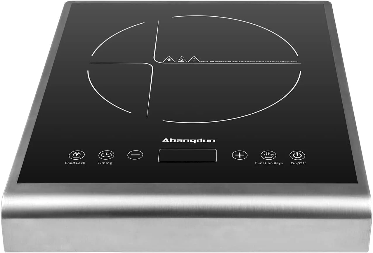 آبانگدون اجاق القایی تجاری 2000 وات / 220 ولت، صفحه داغ برقی رومیزی برای پخت و پز با گرمایش مداوم چند مرحله ای برای خانه، مدرسه و رستوران (1020M)