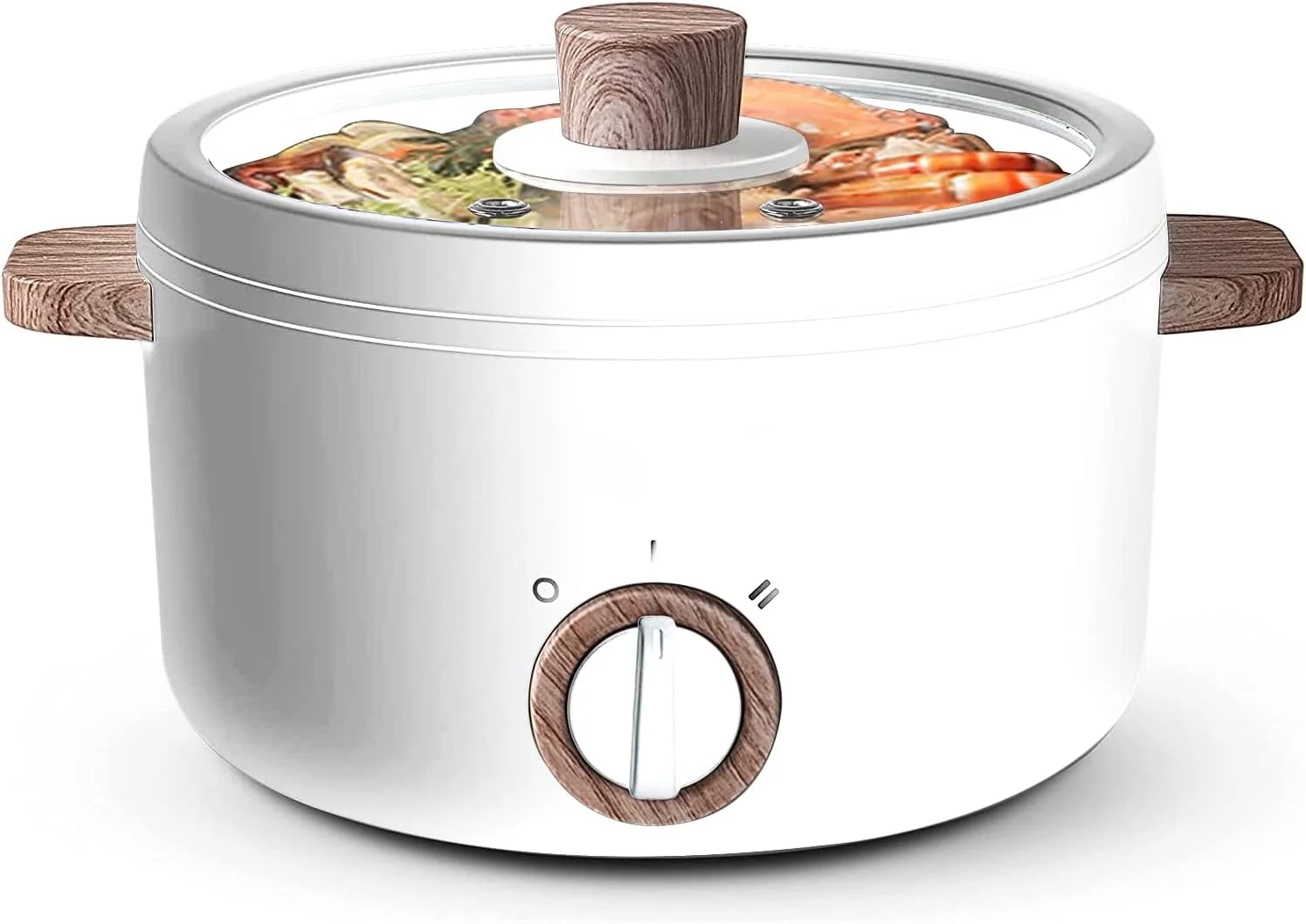 دیگ برقی آنجو، دیگ برقی چند منظوره کوچک 1.5 لیتری برای شابو-شابو، سرخ کردن، نودل، پاستا، تابه نچسب برای تفت دادن، دیگ رامن با کنترل دوگانه قدرت برای خوابگاه و دفتر