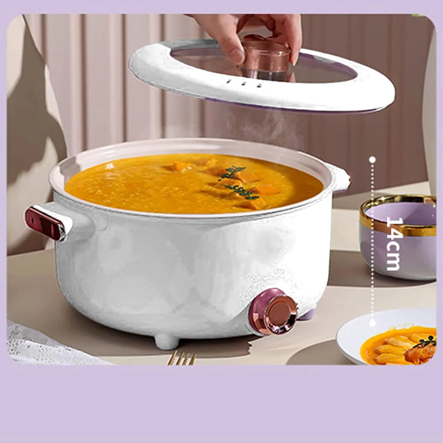 دیگ برقی چندکاره BROLEO با ظرفیت 3.5 لیتر و پوشش نچسب مناسب برای خانواده (دیگ پخت برقی به همراه درب)