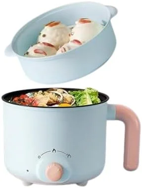 دیگ برقی داغ DUBKART، مینی پلوپز برقی چند منظوره 1.8 لیتری برای شابو-شابو، سرخ کردن، نودل، پاستا، تابه نچسب برای تفت دادن، پلوپز رامن با کنترل دوگانه قدرت برای خوابگاه و دفتر