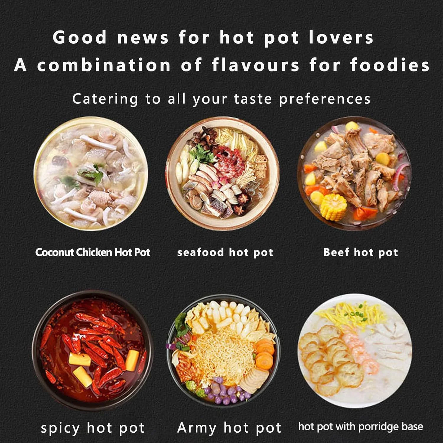 هات پات برقی با جداکننده، قابلمه برقی 6 لیتری 1200 واتی دو طرفه با درب، کنترل دما، برای هات پات، فوندو، شیشا، تمیز کردن آسان