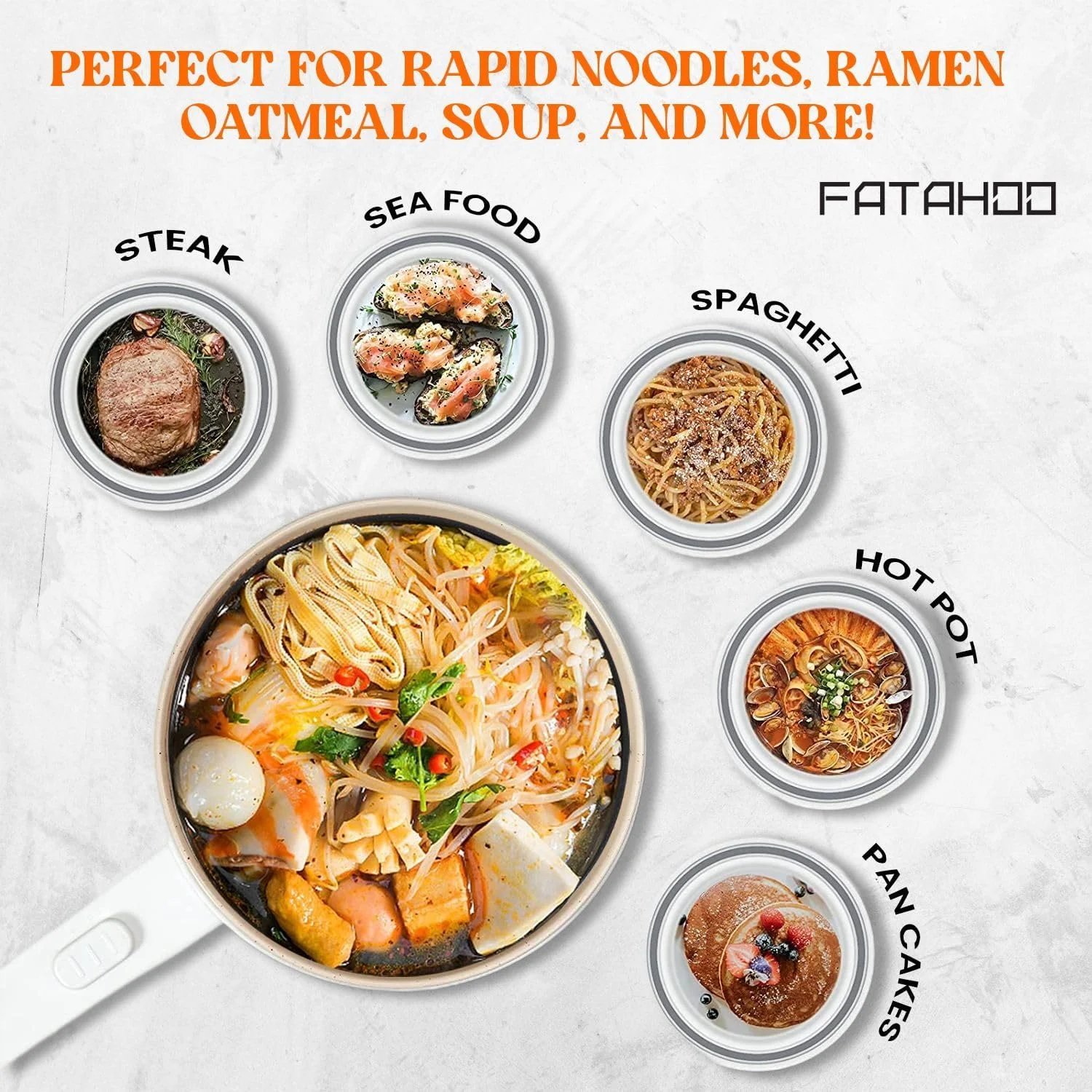 زودپز برقی FATAHOO با بخارپز، زودپز برقی، قابلمه برقی قابل حمل نچسب با روکش سرامیکی 1.5 لیتری، پلوپز برقی چند منظوره با دو توان، بخارپز، زودپز، پلوپز چندگانه، مینی زودپز