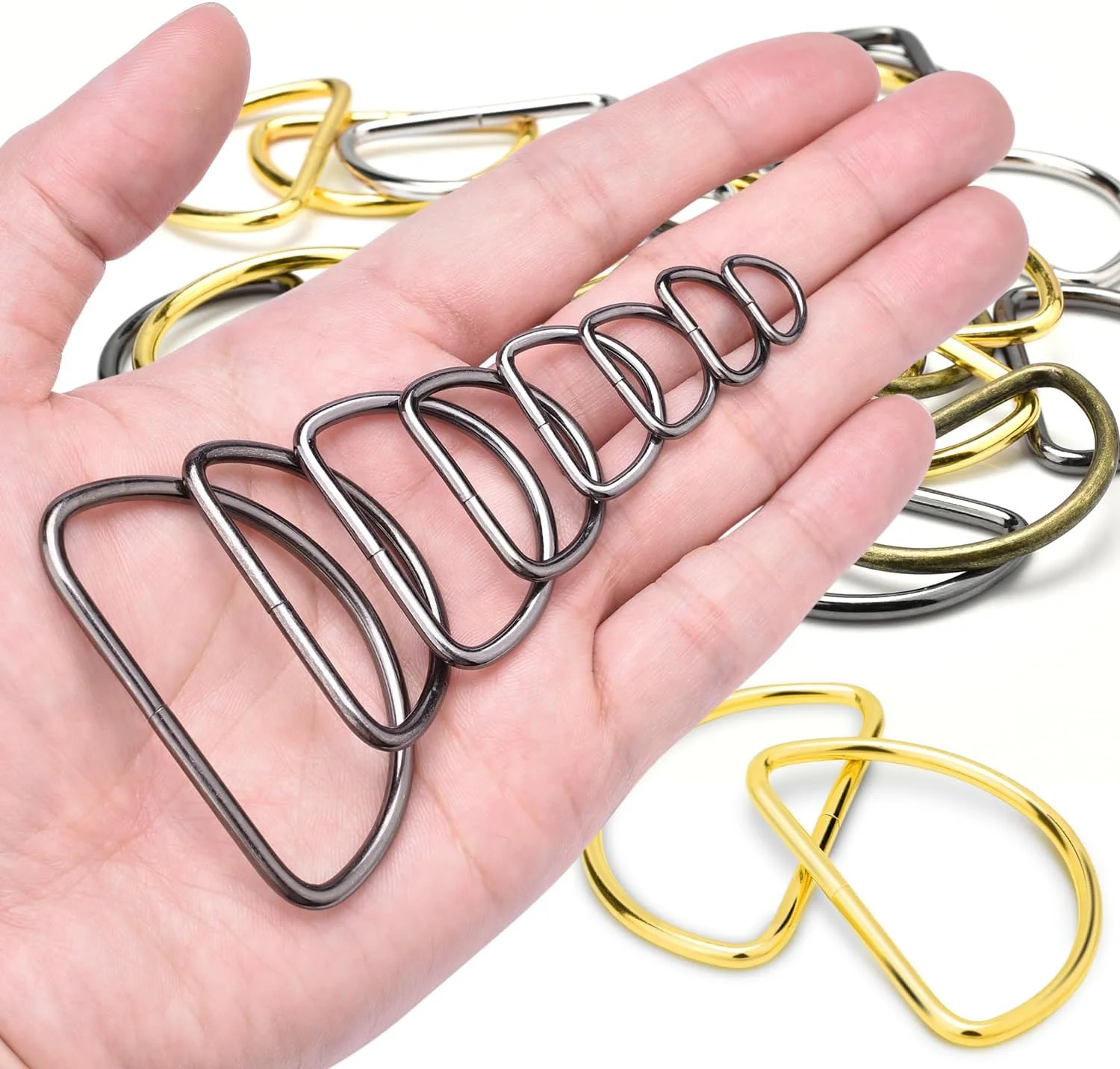 سگک فلزی نیم حلقه ای D شکل سایز 3/8" تا 2" برای کوله پشتی، کیف، کفش، لوازم چرمی، بند و تسمه، قلاده حیوانات خانگی، لوازم خیاطی سگک فلزی نیم حلقه ای D شکل سایز 3/8" تا 2" برای کوله پشتی، کیف، کفش، لوازم چرمی، بند و تسمه، قلاده حیوانات خانگی، لوازم خیاطی