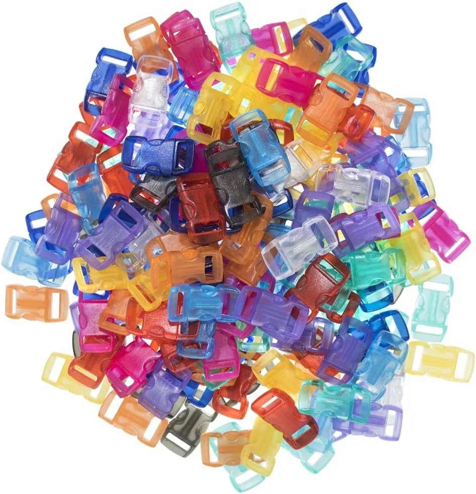 سگک های پلاستیکی رهاسازی جانبی کانتور شده Craft County، 100 یا 200 عددی، 3/8 اینچی (رنگ ها و بسته های متنوع)