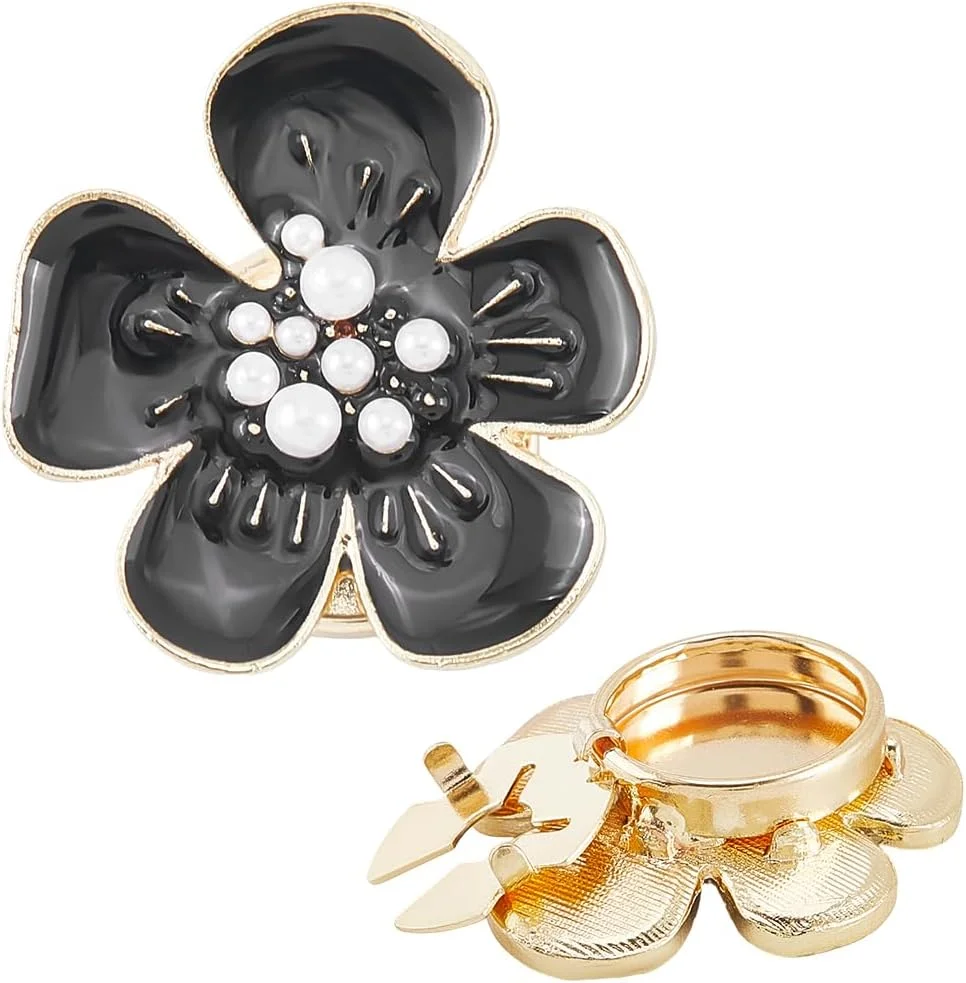 CRASPIRE 2PCS Rhinestone Button Covers Pearl Gold Crystal Detachable Clip-On Decorative Buttons Jewe