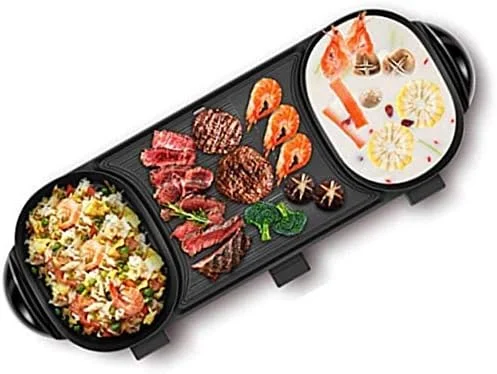 TTGLRT Korean-Style One-Piece Electric Hot Pot, Multi-Function Barbecue Pot, Two-Pot Electric Hot Pot, Electric Barbecue Grill, Barbecue Hot Pot