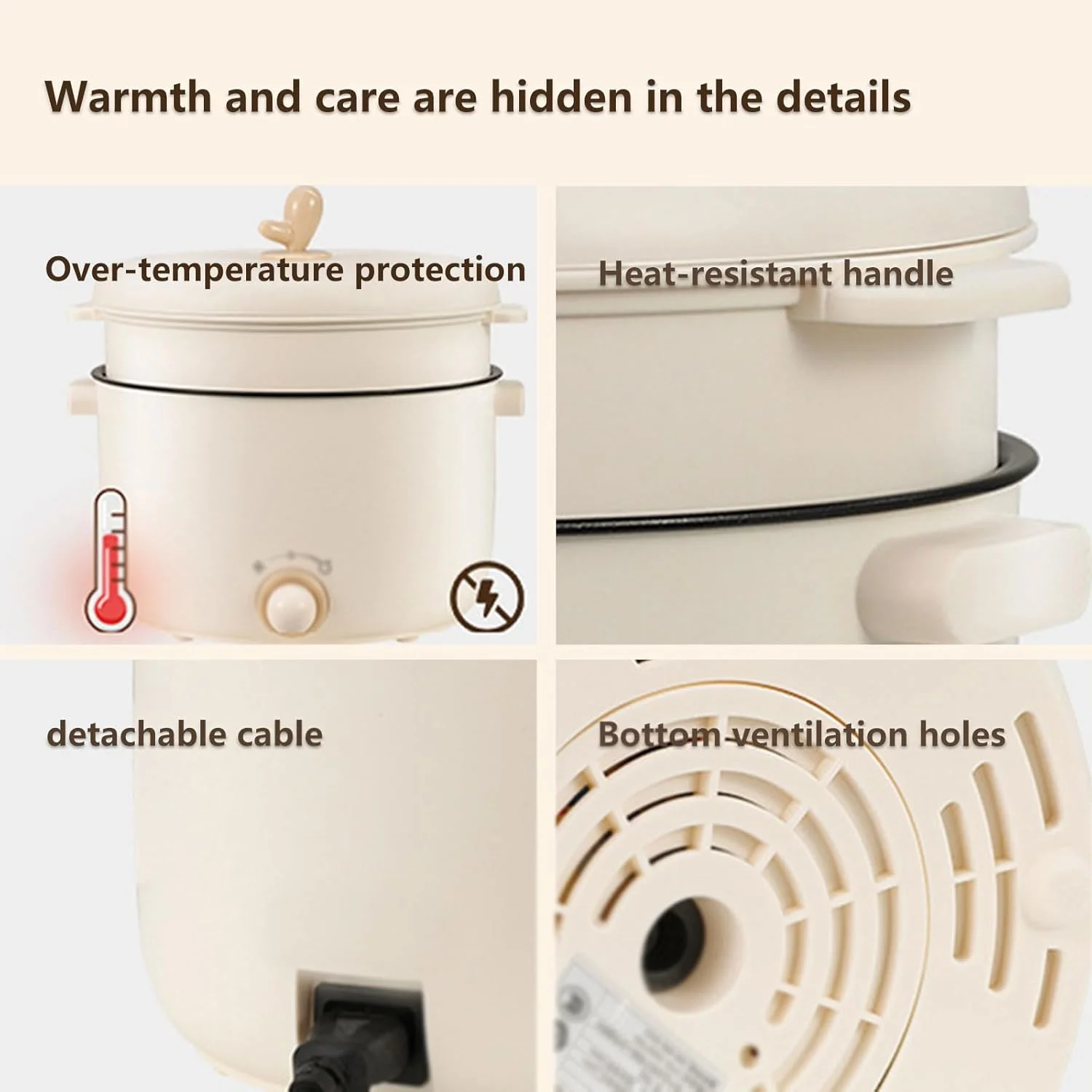 تابه برقی کوچک قابل حمل چند منظوره با پوشش نچسب و درب و قابلیت کنترل دما، مناسب برای بخارپز کردن، پخت سریع و سرخ کردن