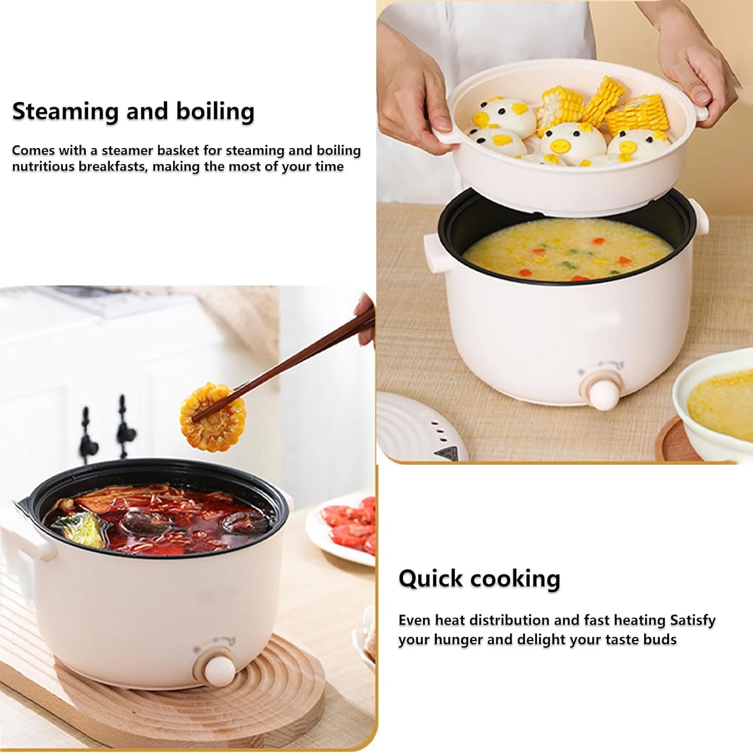 تابه برقی کوچک قابل حمل چند منظوره با پوشش نچسب و درب و قابلیت کنترل دما، مناسب برای بخارپز کردن، پخت سریع و سرخ کردن